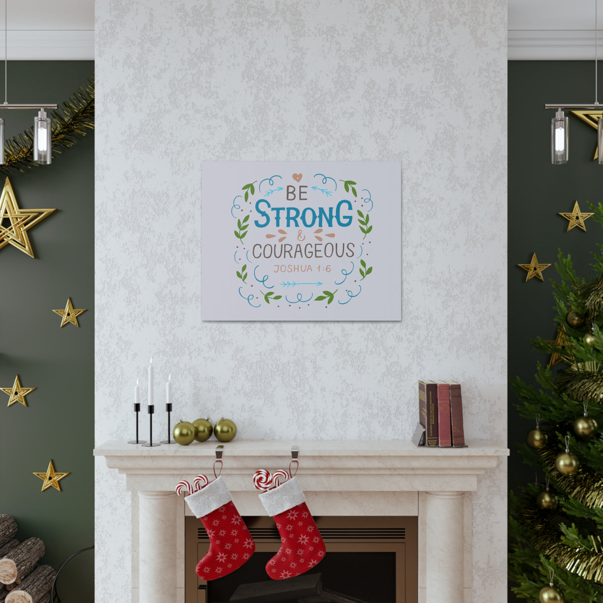 Scripture Canvas Be Strong And Courageous Joshua 1:6 Christian Wall Art Bible Verse Print Ready To Hang-Express Your Love Gifts