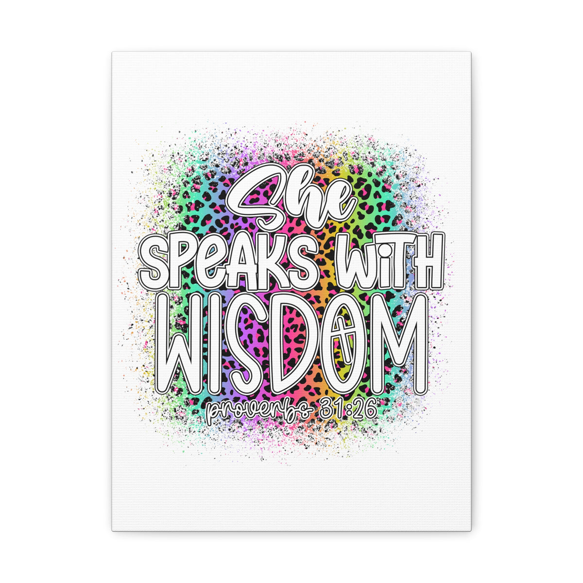 Scripture Walls Proverbs 31:26 She Speaks With Wisdom Colorful Bible Verse Canvas Christian Wall Art Ready to Hang Unframed-Express Your Love Gifts
