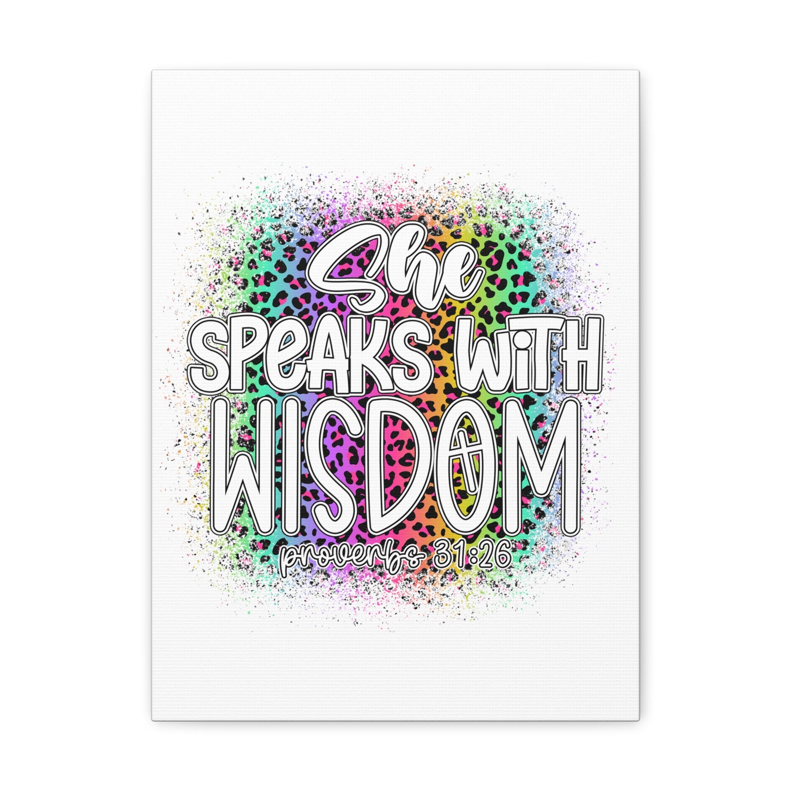 Scripture Walls Proverbs 31:26 She Speaks With Wisdom Colorful Bible Verse Canvas Christian Wall Art Ready to Hang Unframed-Express Your Love Gifts