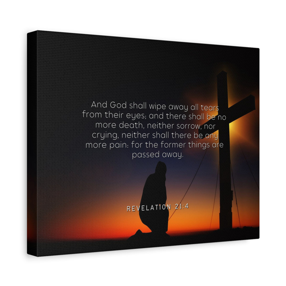 Scripture Canvas All Tears Revelation 21:4 Christian Wall Art Bible Verse Print Ready to Hang-Express Your Love Gifts