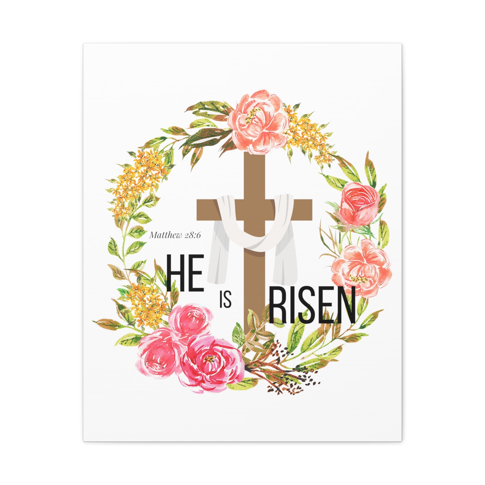 Scripture Walls Matthew 28:6 He Is Risen Bible Verse Canvas Christian Wall Art Ready to Hang Unframed-Express Your Love Gifts