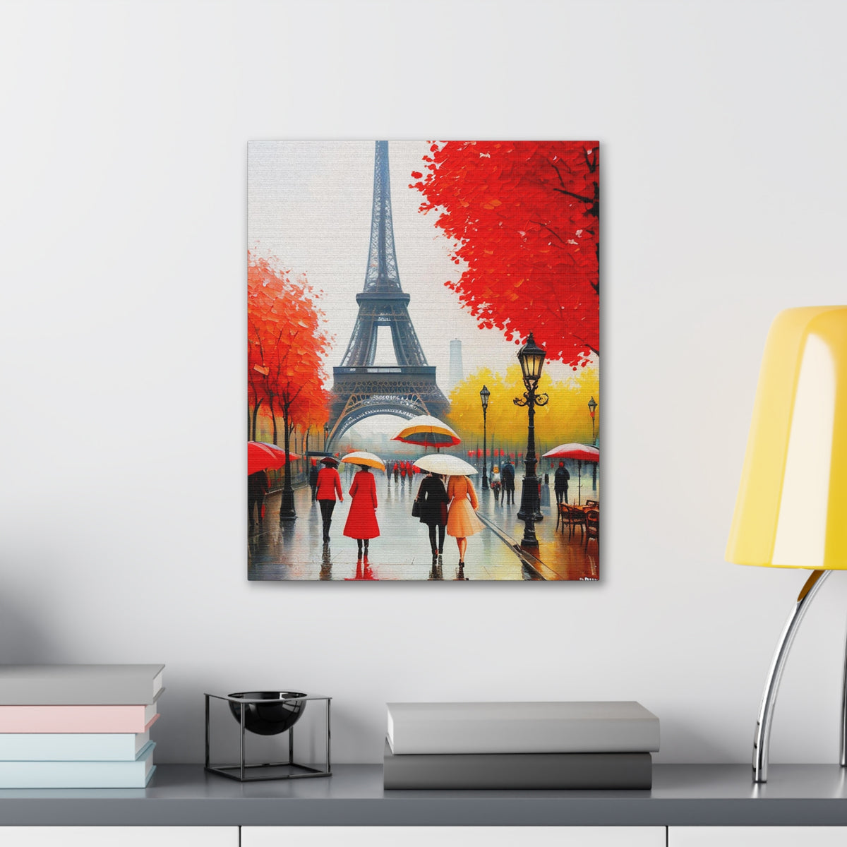 Paris Eiffel Tower Red Dress And Red Tree France Canvas Artwork High-Quality Breathtaking French City for Home Decor Ready to Hang-Express Your Love Gifts