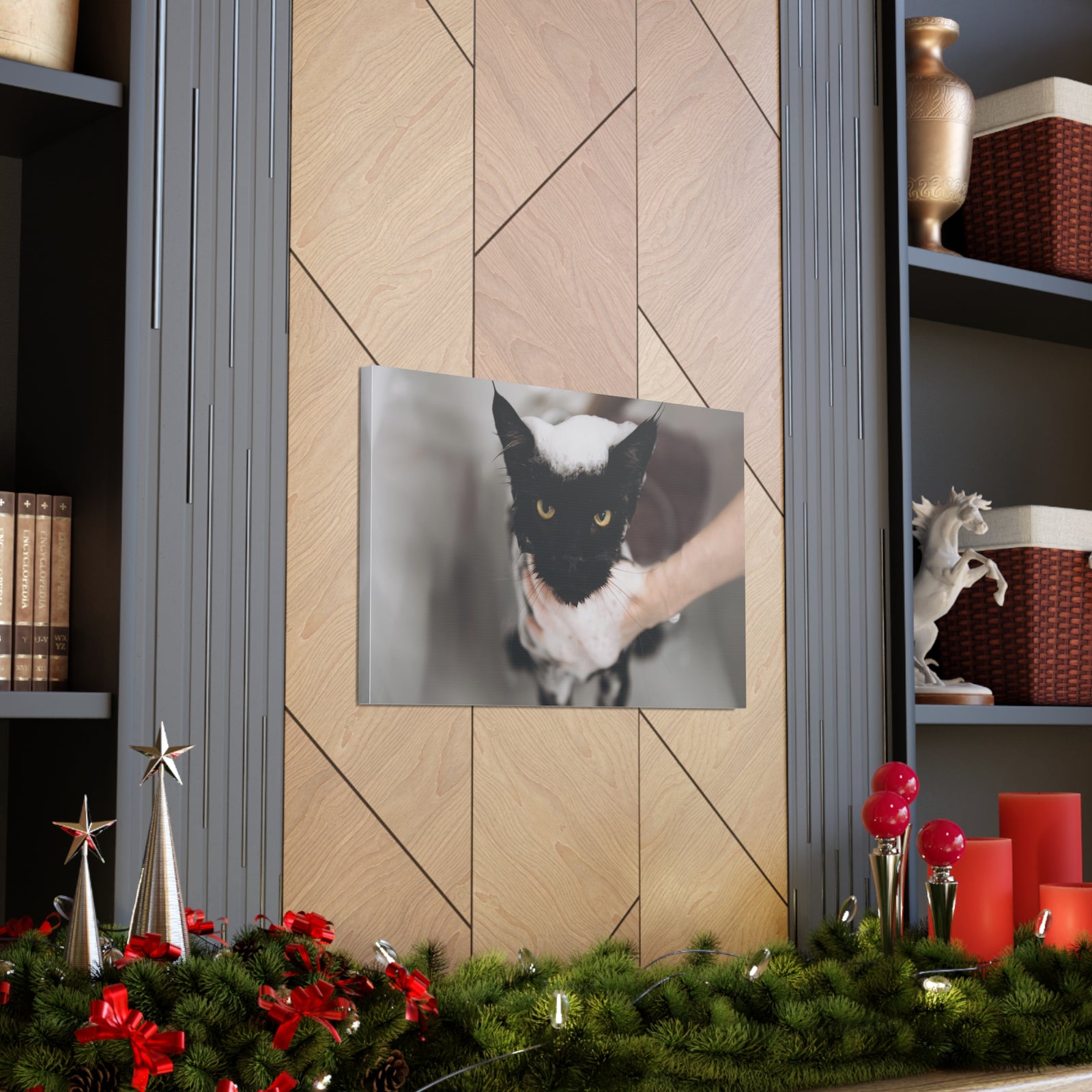 Cute Main Coon Bathee Canvas Wall Art for Home Decor Ready-to-Hang-Express Your Love Gifts