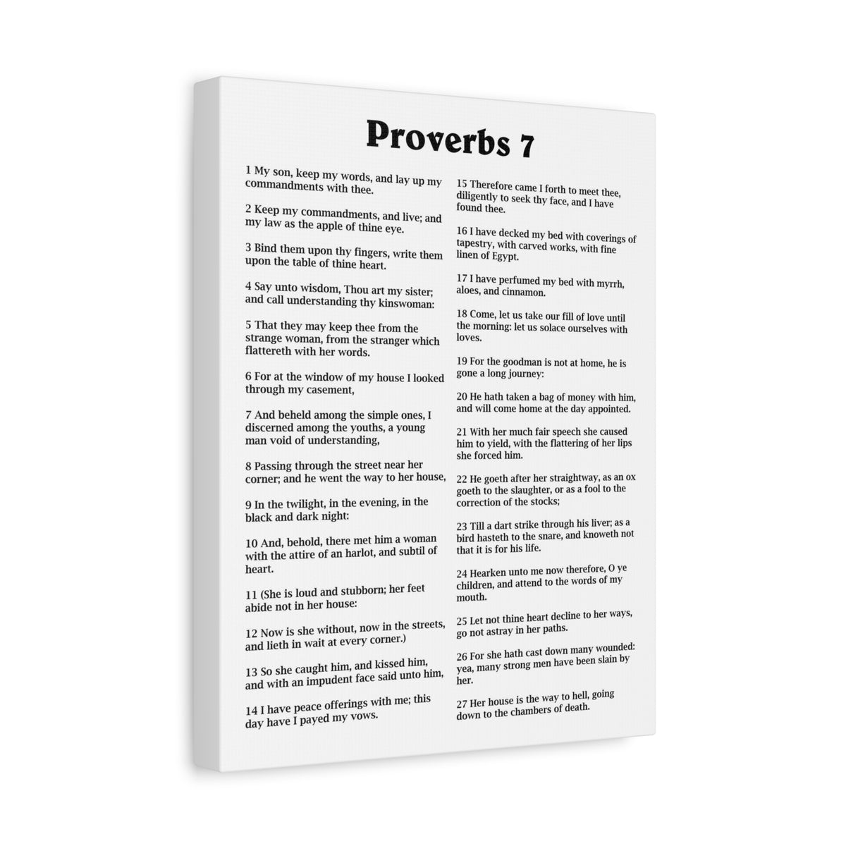 Scripture Walls Proverbs Chapter 7 White Bible Canvas Christian Wall Art Ready to Hang Unframed-Express Your Love Gifts