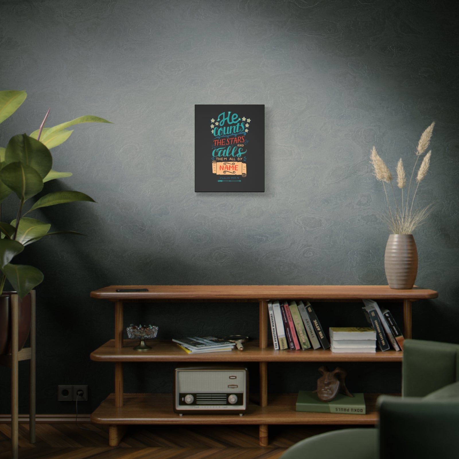 Scripture Canvas He Counts The Stars Psalm 147:4 Christian Wall Art Bible Verse Print Ready to Hang-Express Your Love Gifts