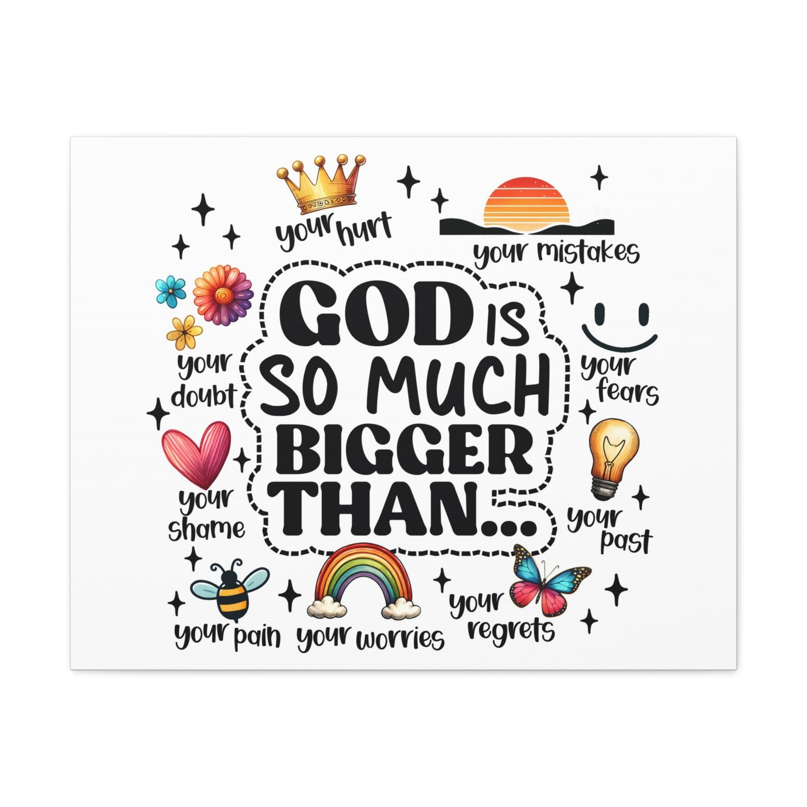 Scripture Walls God Bigger Than Everything Bible Verse Canvas Christian Wall Art Ready to Hang Unframed-Express Your Love Gifts