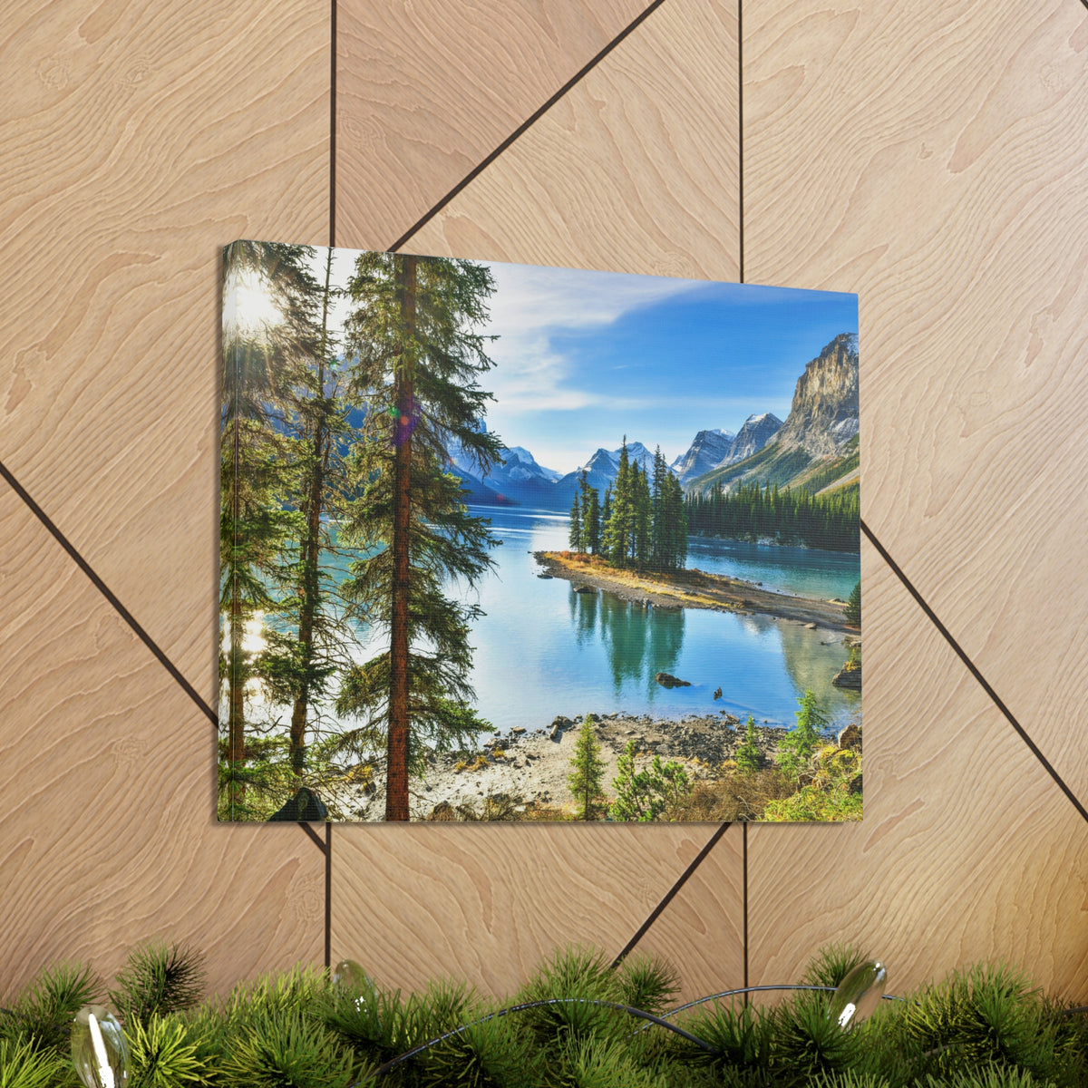 Mountain Lake Island Nature Wilderness Photography Canvas Wall Art for Home Decor Ready-to-Hang-Express Your Love Gifts