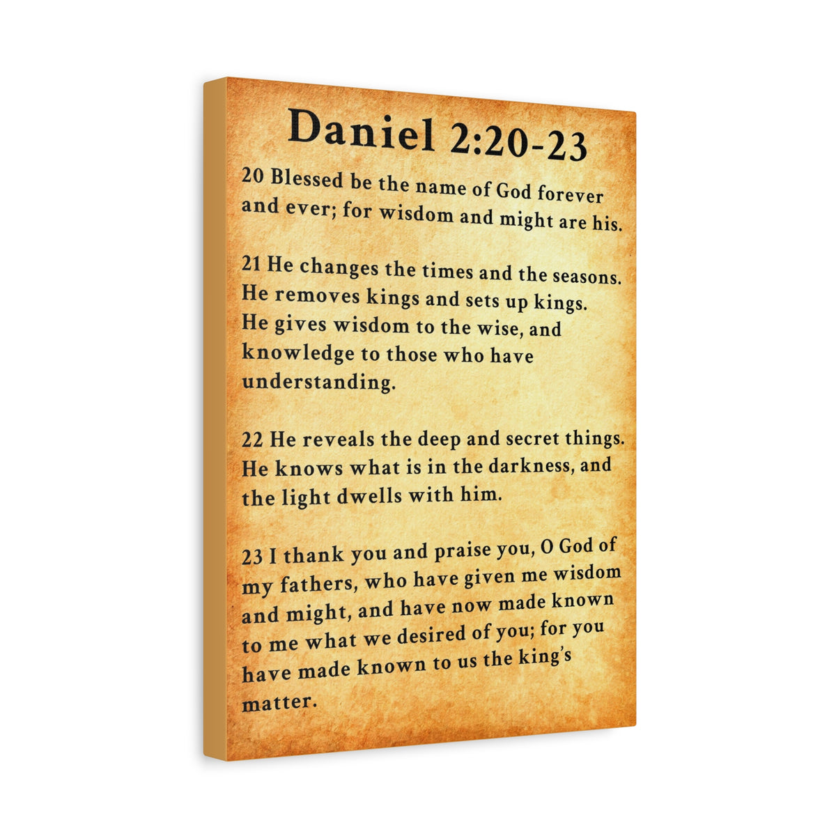 Scripture Walls Daniel 2:20-23 Daniel's Prayer of Praise Gold Bible Verse Canvas Christian Wall Art Ready to Hang Unframed-Express Your Love Gifts