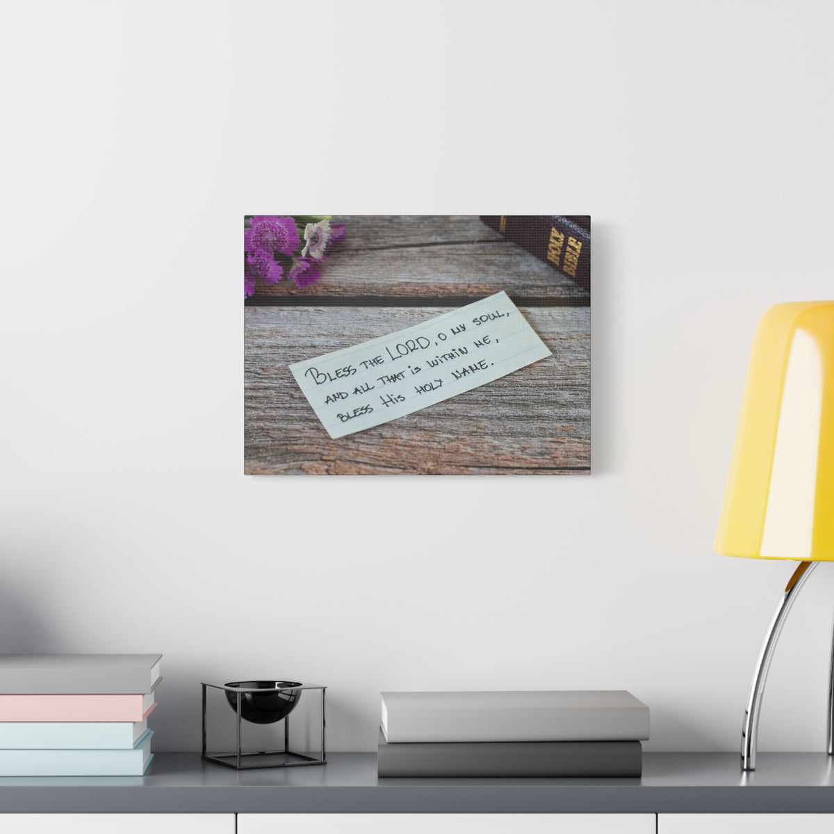 Scripture Canvas Bless The Lord Psalm 103:1 Wood Christian Wall Art Bible Verse Print Ready to Hang-Express Your Love Gifts