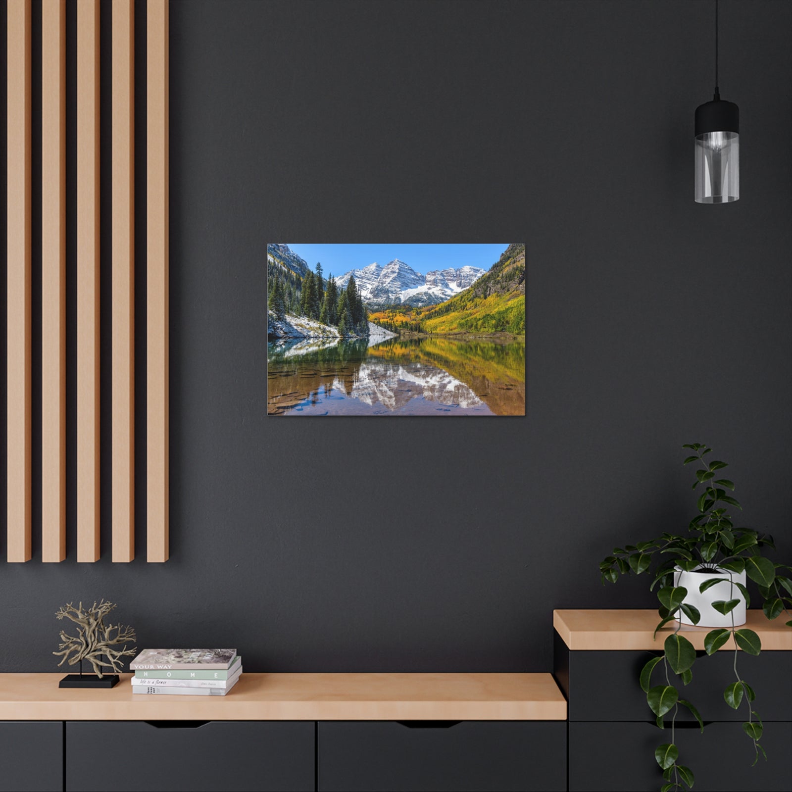 Forest Lake Mountains Nature Wilderness Photography Canvas Wall Art for Home Decor Ready-to-Hang-Express Your Love Gifts