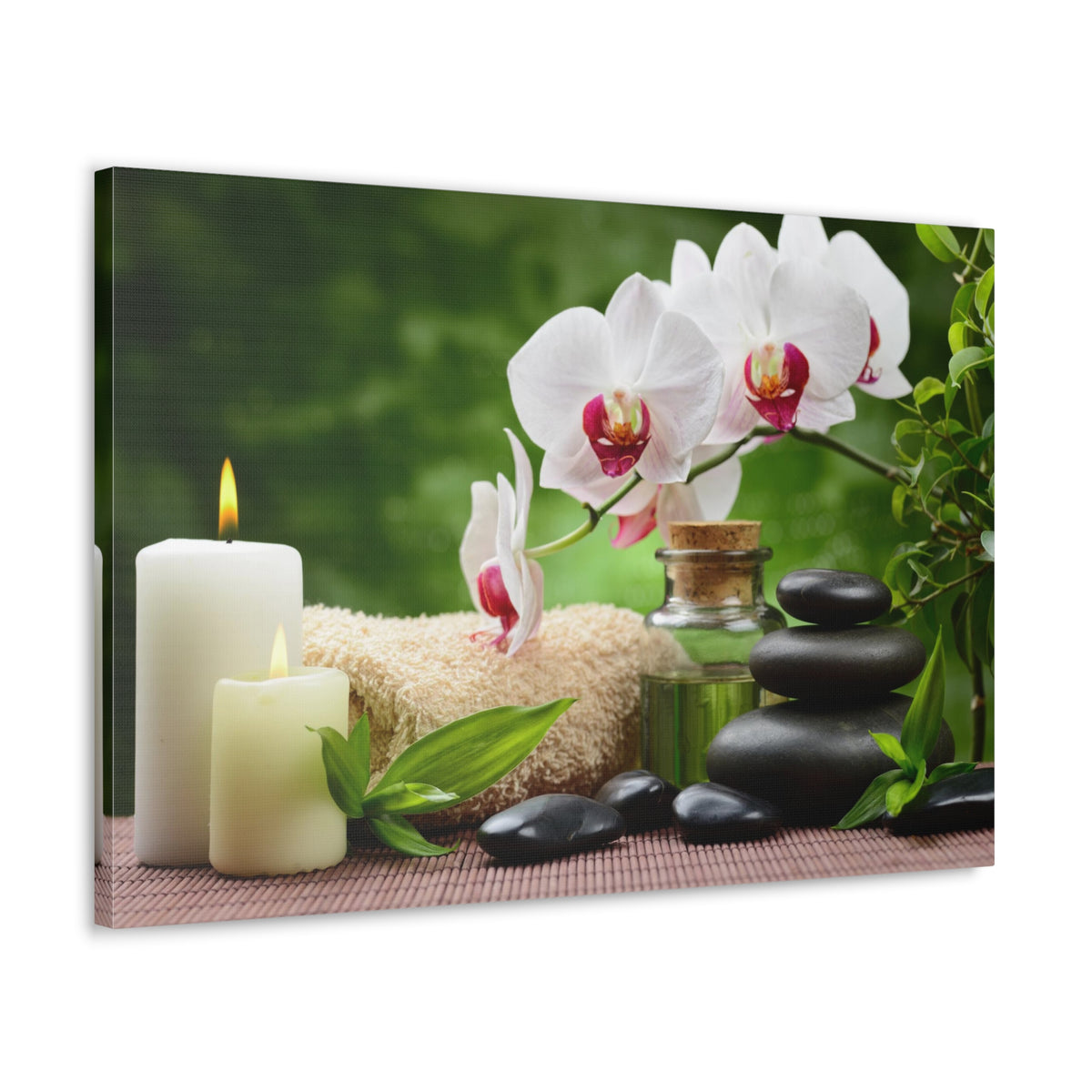 Orchid Flower and Stone Forest Floral Nature Photography Canvas Wall Art for Home Decor Ready-to-Hang-Express Your Love Gifts