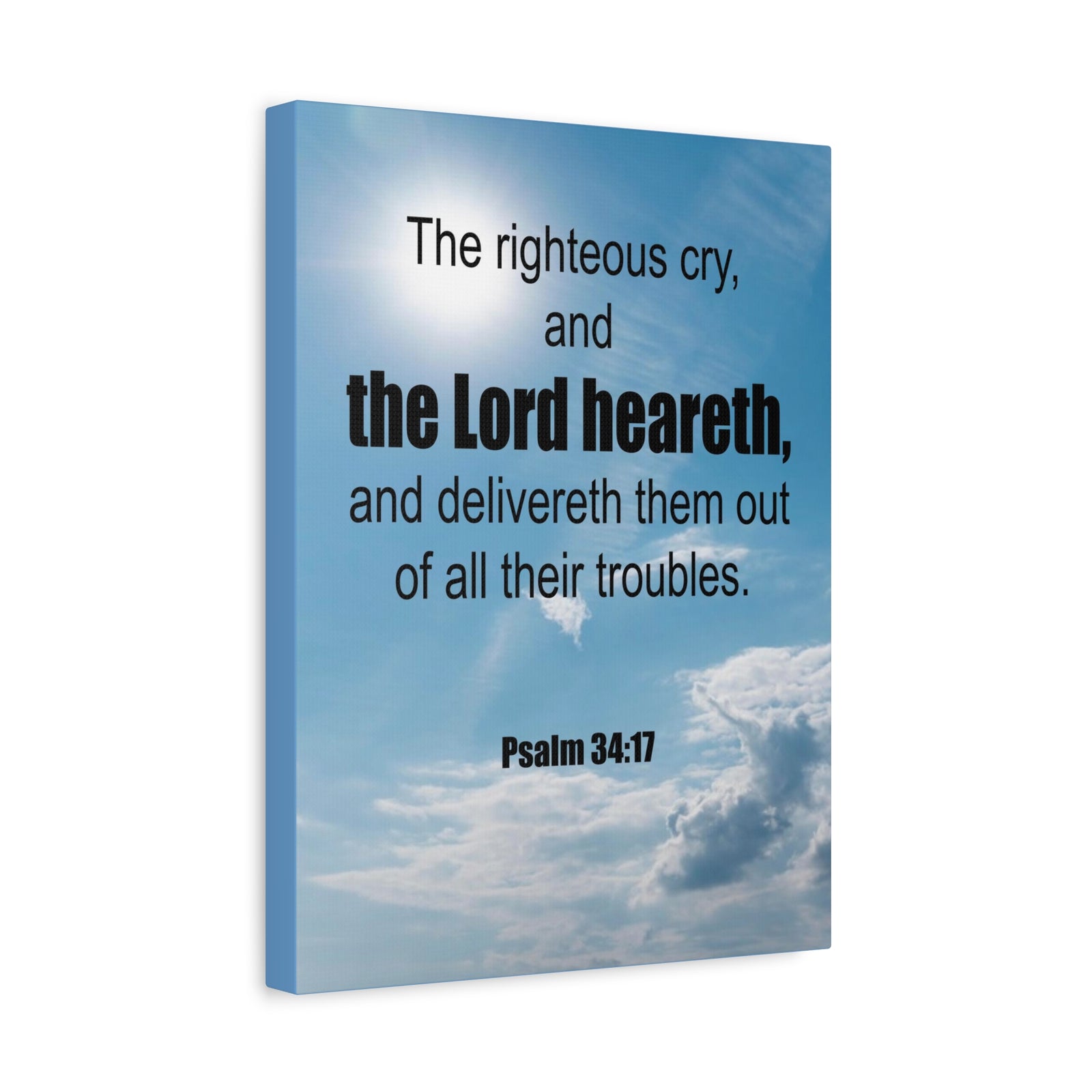 Scripture Walls The Lord Heareth Psalm 34:17 Bible Verse Canvas Christian Wall Art Ready to Hang-Express Your Love Gifts