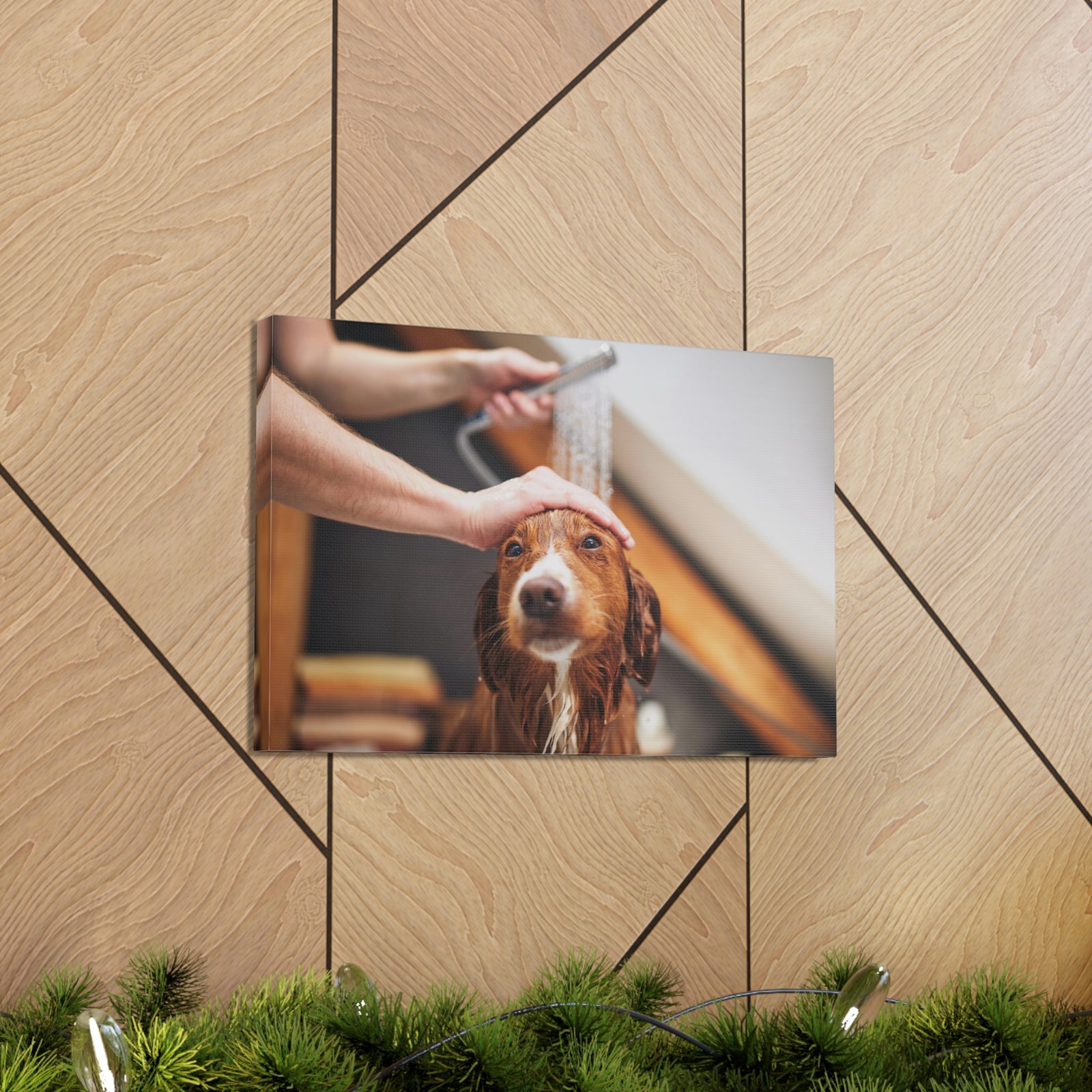 Cute Tolling Retriever Bath Canvas Wall Art for Home Decor Ready-to-Hang-Express Your Love Gifts