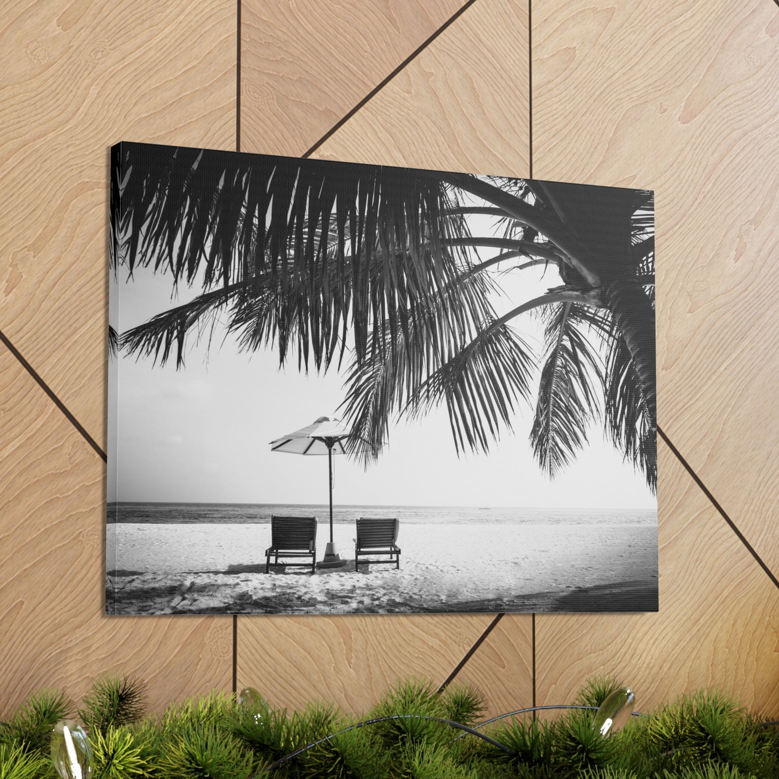 Perfect Black White Beach Scene Ocean Canvas Wall Art for Home Decor Ready-to-Hang-Express Your Love Gifts