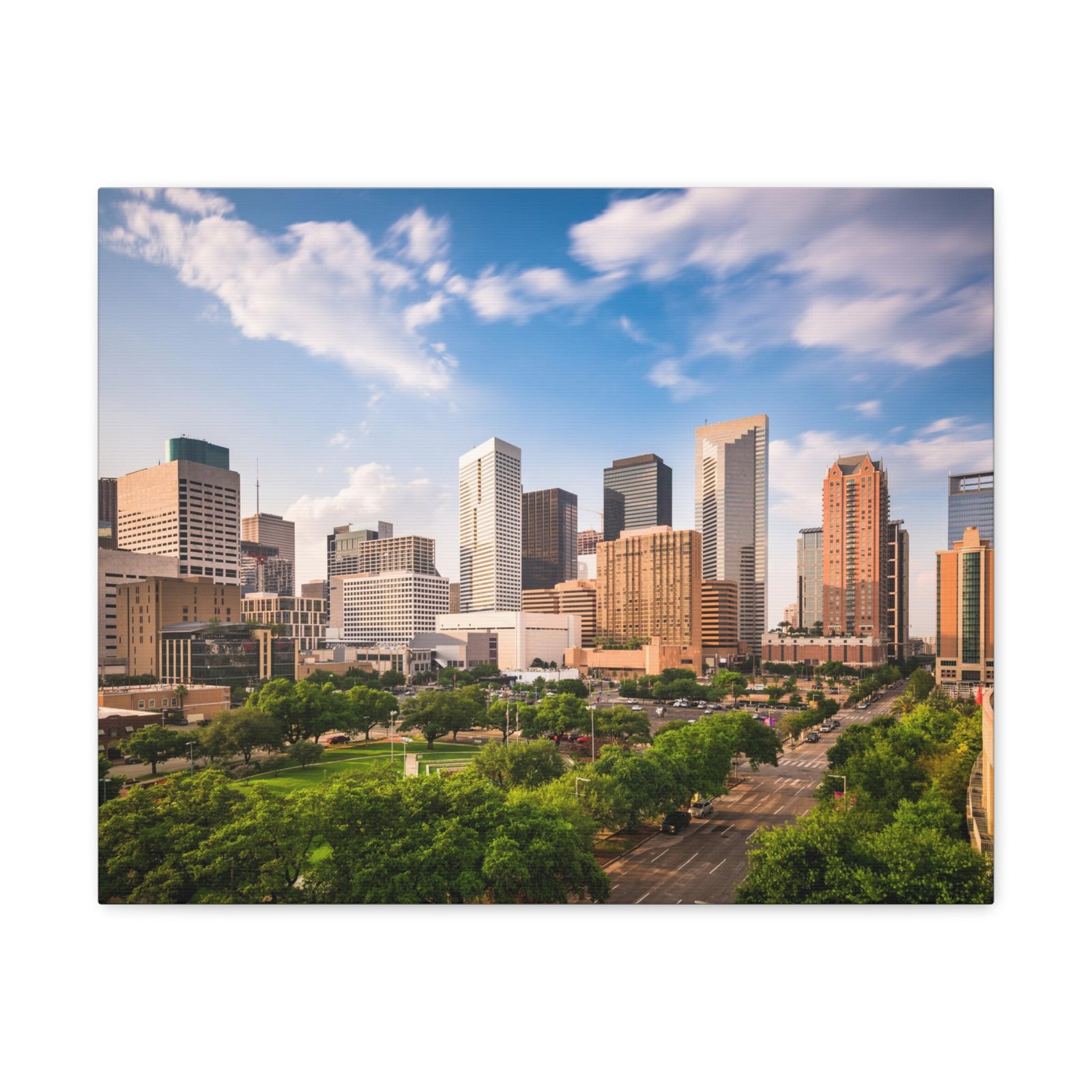 Houston Daytime Skyline Canvas Artwork High-Quality Breathtaking Stunning Cityscape for Home Decor Ready to Hang-Express Your Love Gifts