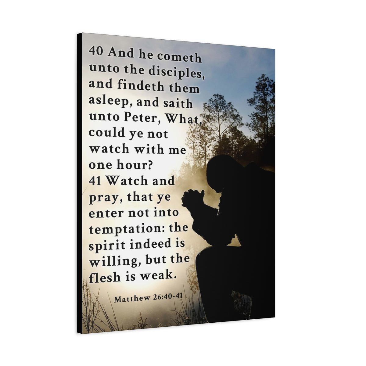 Matthew 26:40-41 Watch and Pray Bible Verse Canvas – Christian Wall Art, Ready to Hang-Express Your Love Gifts