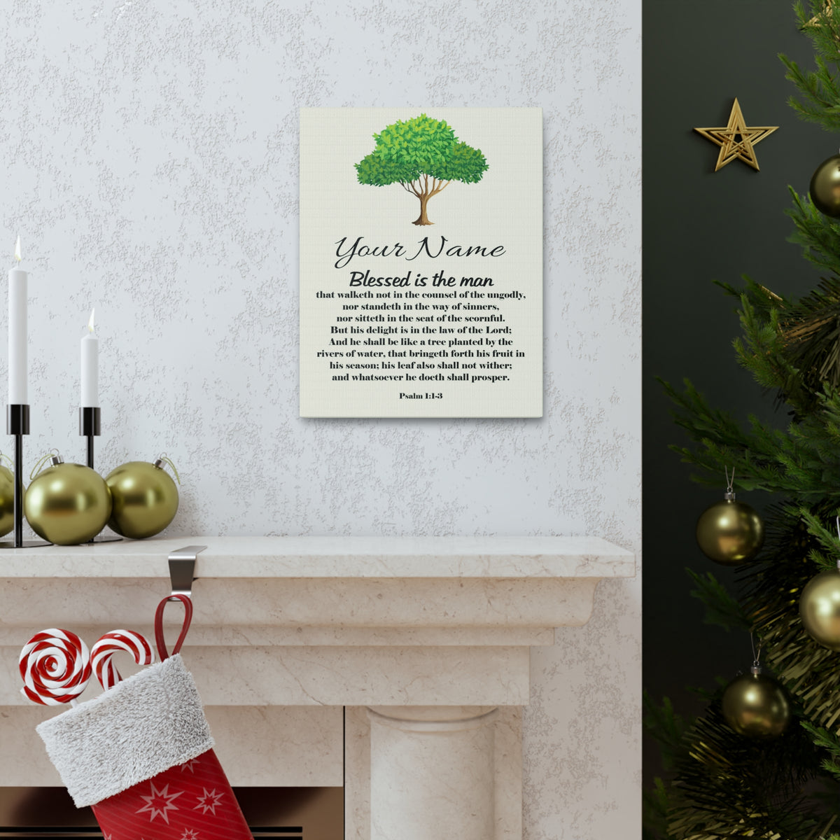 Scripture Walls Personalized Blessed is the Man Psalm 1:1-3 Bible Chapter Canvas Christian Wall Art Ready to Hang-Express Your Love Gifts