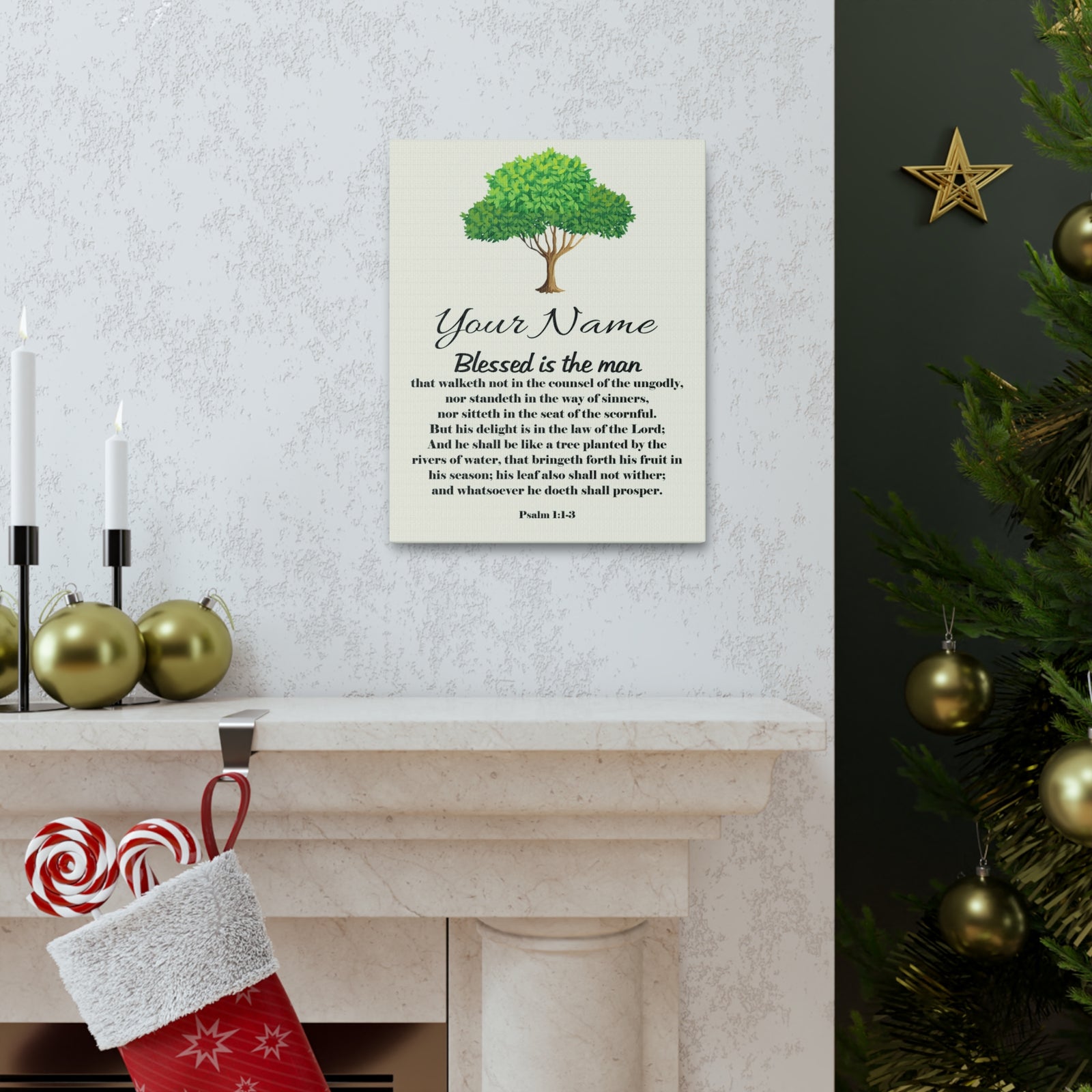 Scripture Walls Personalized Blessed is the Man Psalm 1:1-3 Bible Chapter Canvas Christian Wall Art Ready to Hang-Express Your Love Gifts