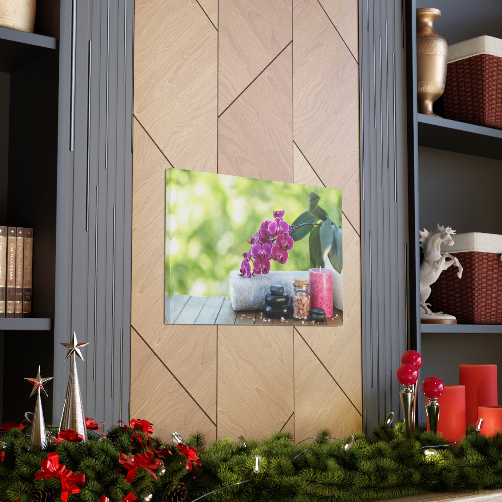 Spa Composition on Wooden Forest Floral Nature Photography Canvas Wall Art for Home Decor Ready-to-Hang-Express Your Love Gifts