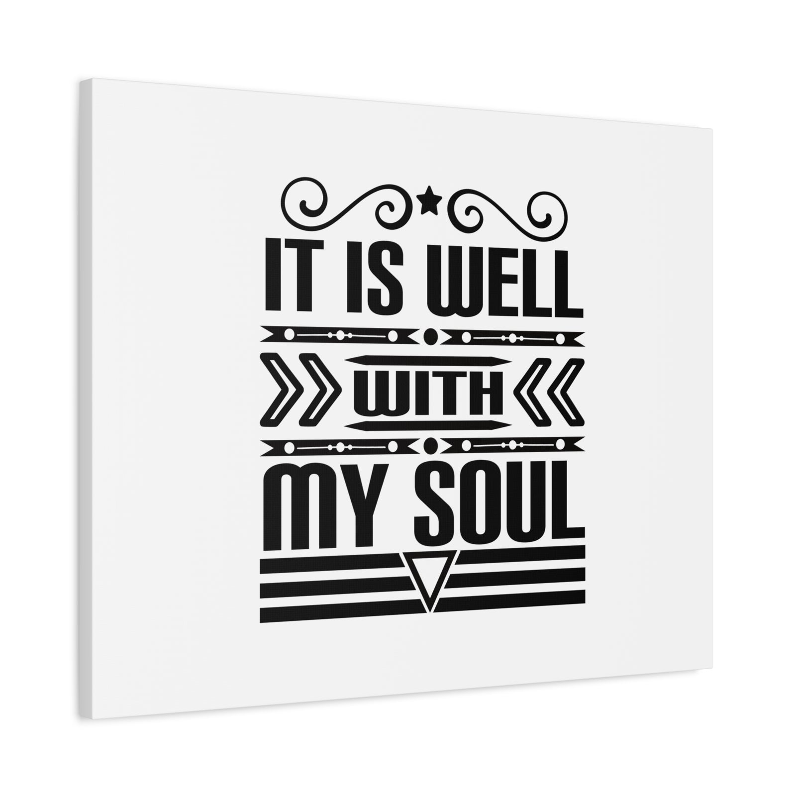 Scripture Canvas It Is Well With My Soul Psalm 42:7 Arrow Black Christian Wall Art Bible Verse Print Ready to Hang-Express Your Love Gifts