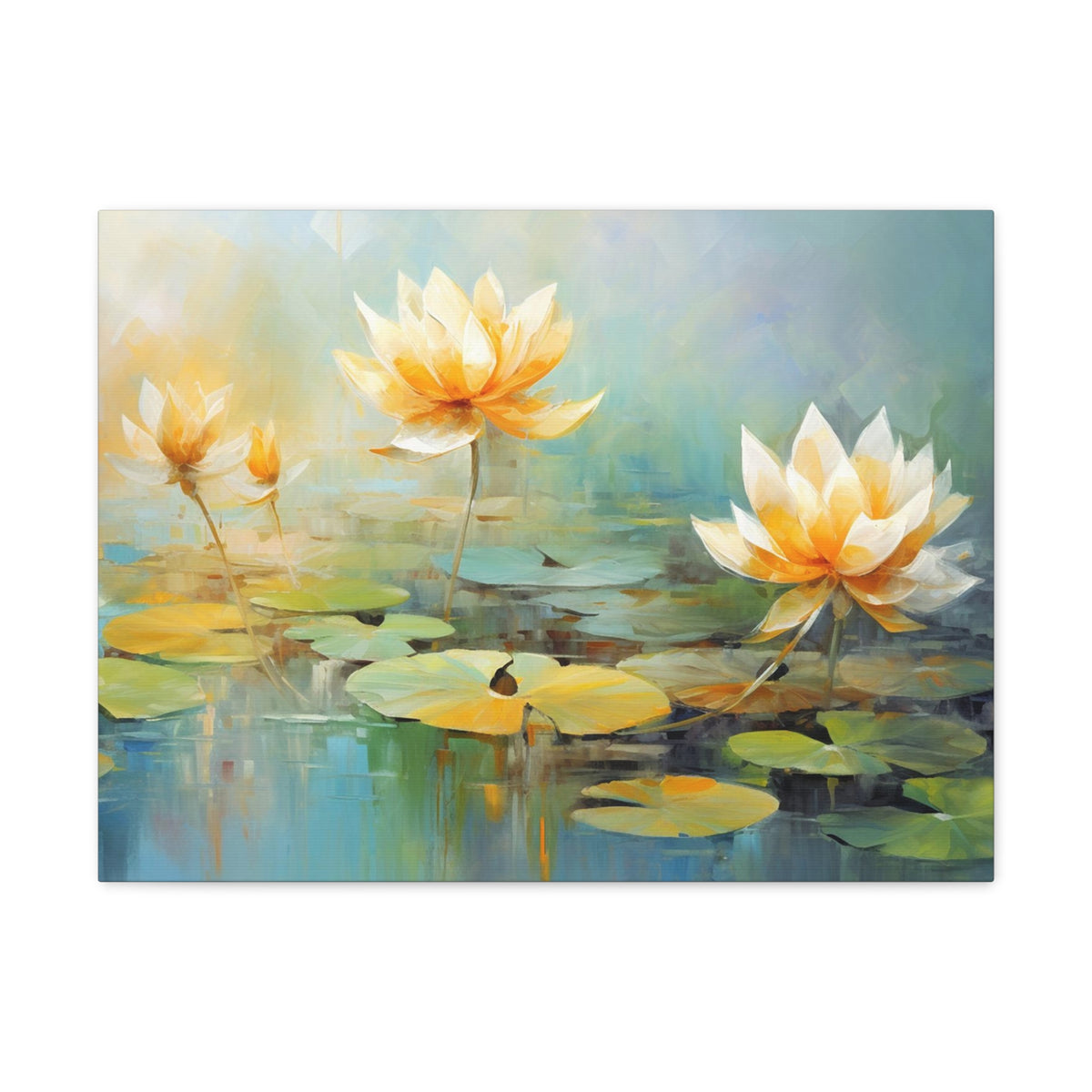 Hand-painted Lotus Flower Canvas Wall Art for Home Decor Ready-to-Hang-Express Your Love Gifts
