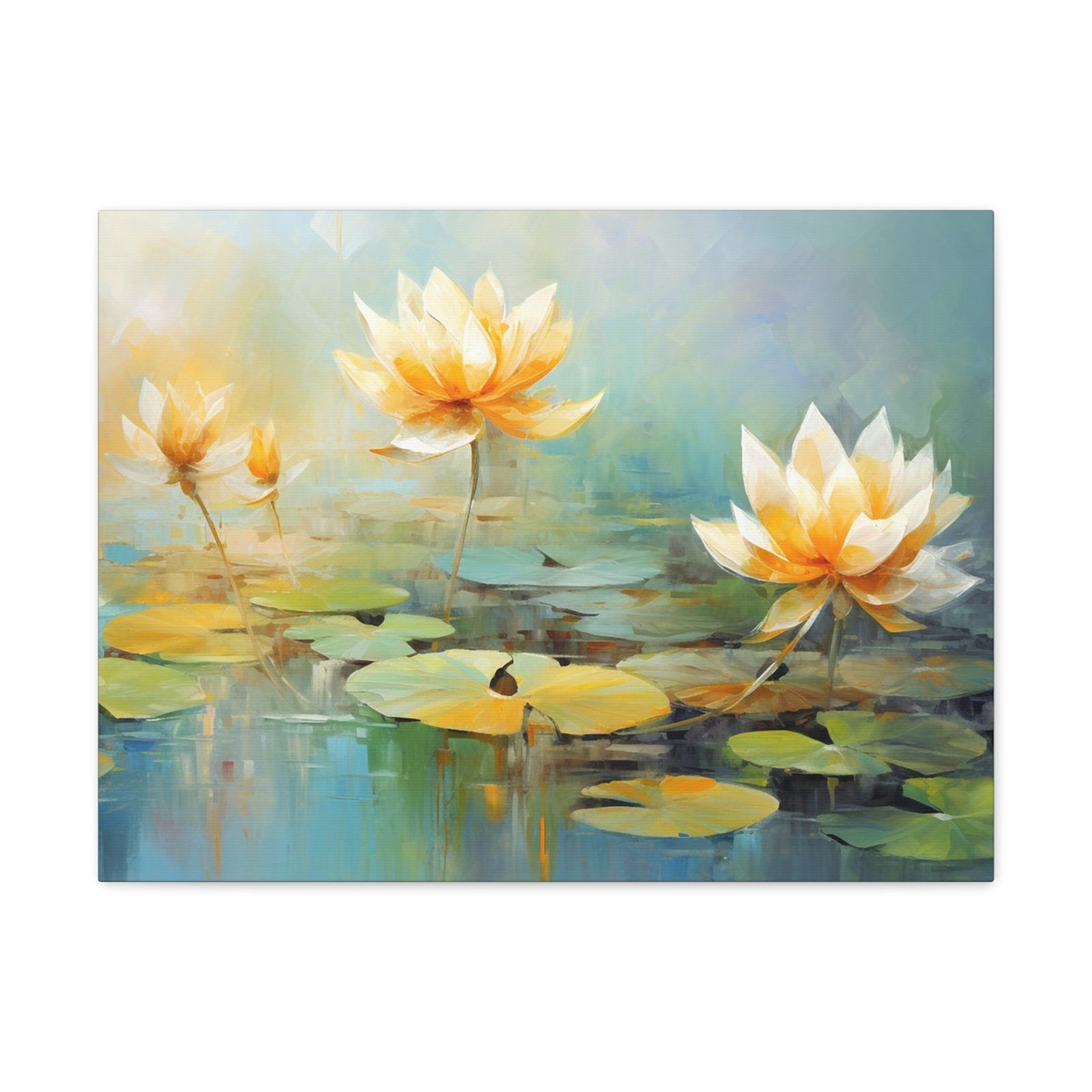 Hand-painted Lotus Flower Canvas Wall Art for Home Decor Ready-to-Hang-Express Your Love Gifts