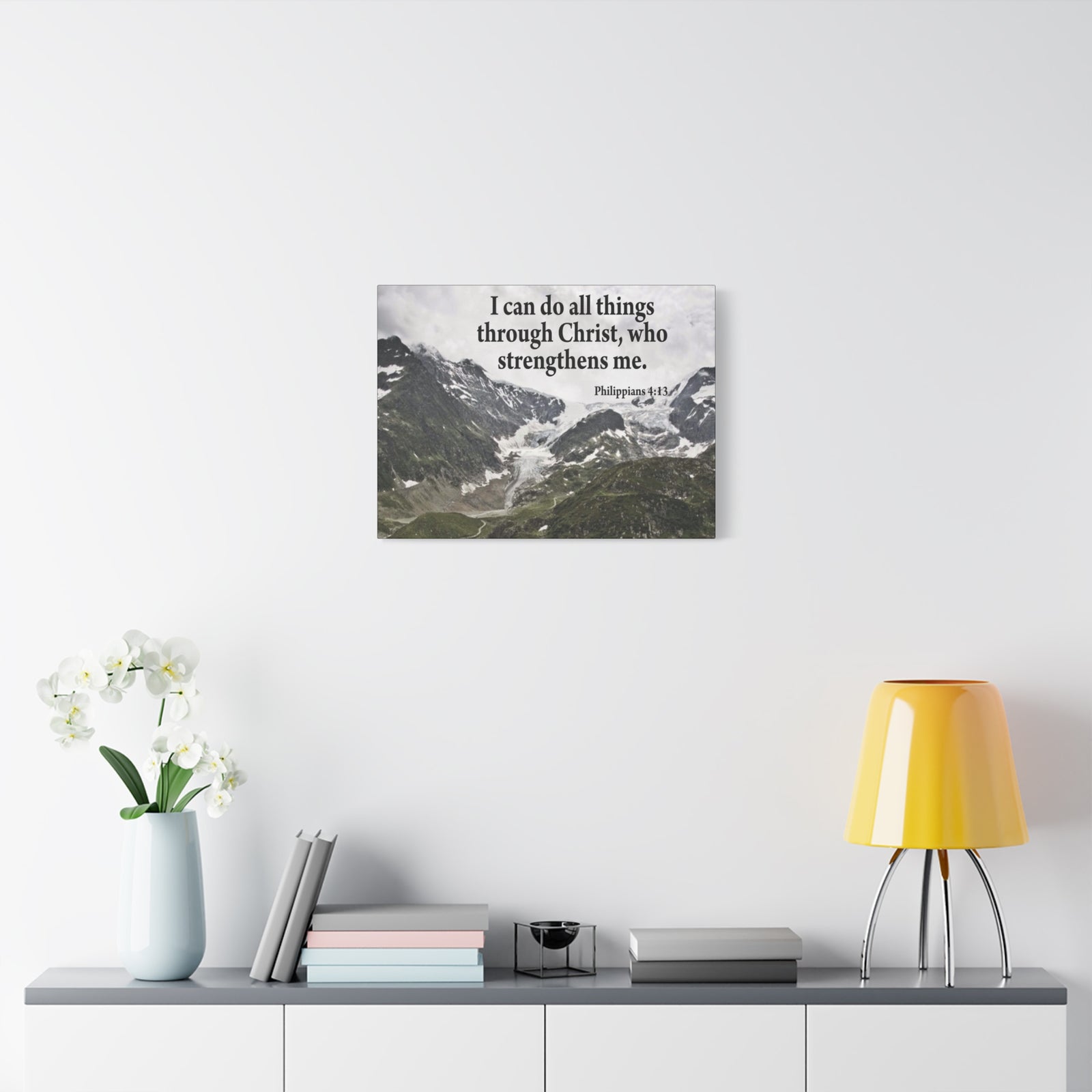 Scripture Canvas Christ Strenthens Me Philippians 4:13 Christian Wall Art Bible Verse Print Ready to Hang-Express Your Love Gifts