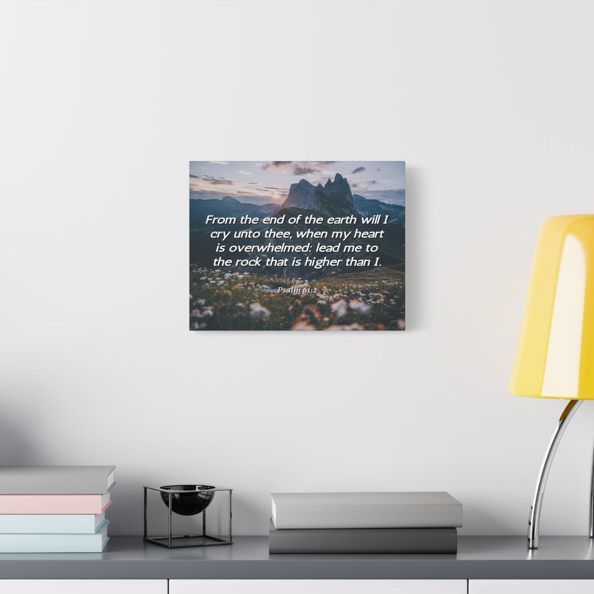 Scripture Canvas Heart Is Overwhelmed Psalms 61:2 Christian Wall Art Bible Verse Print Ready to Hang-Express Your Love Gifts