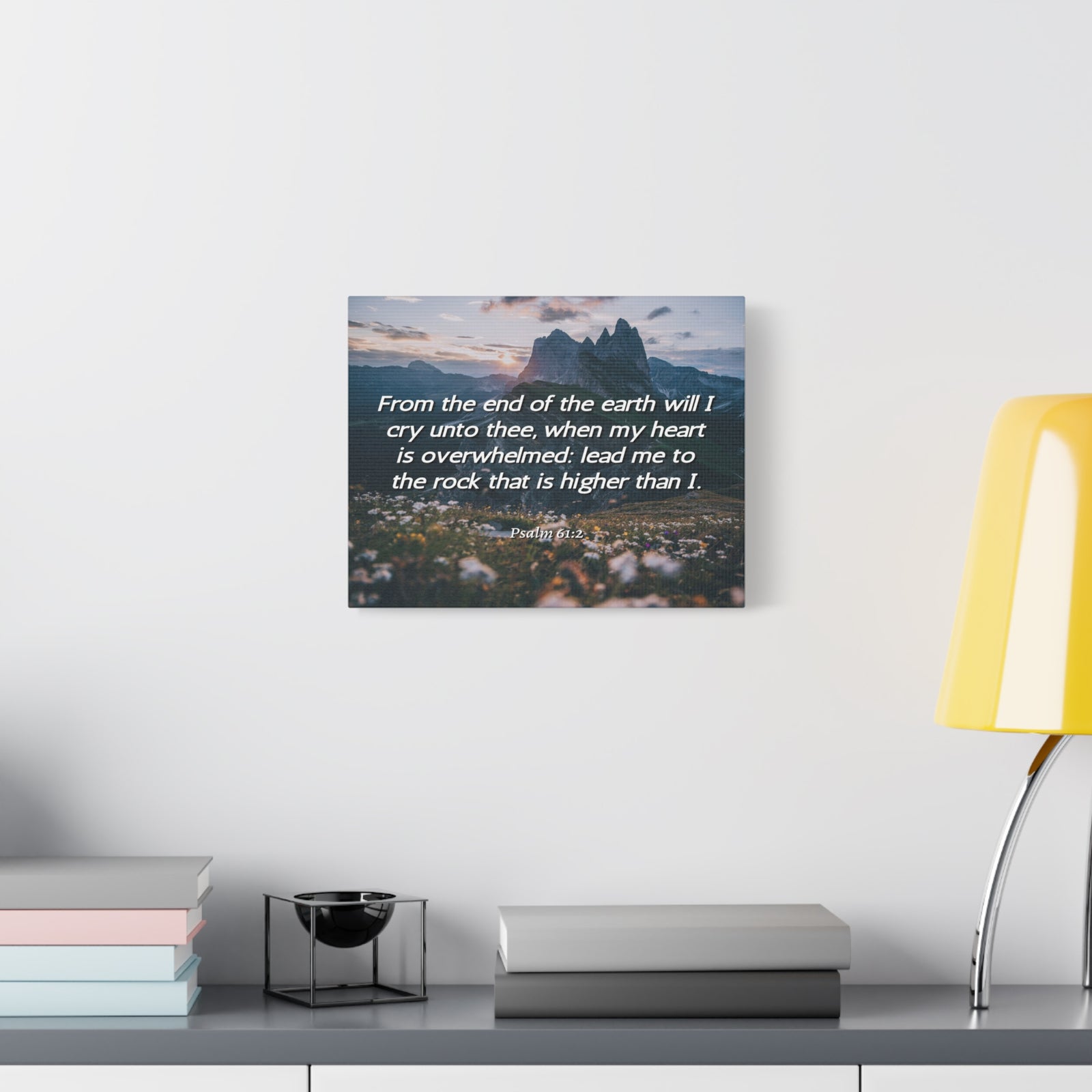Scripture Canvas Heart Is Overwhelmed Psalms 61:2 Christian Wall Art Bible Verse Print Ready to Hang-Express Your Love Gifts