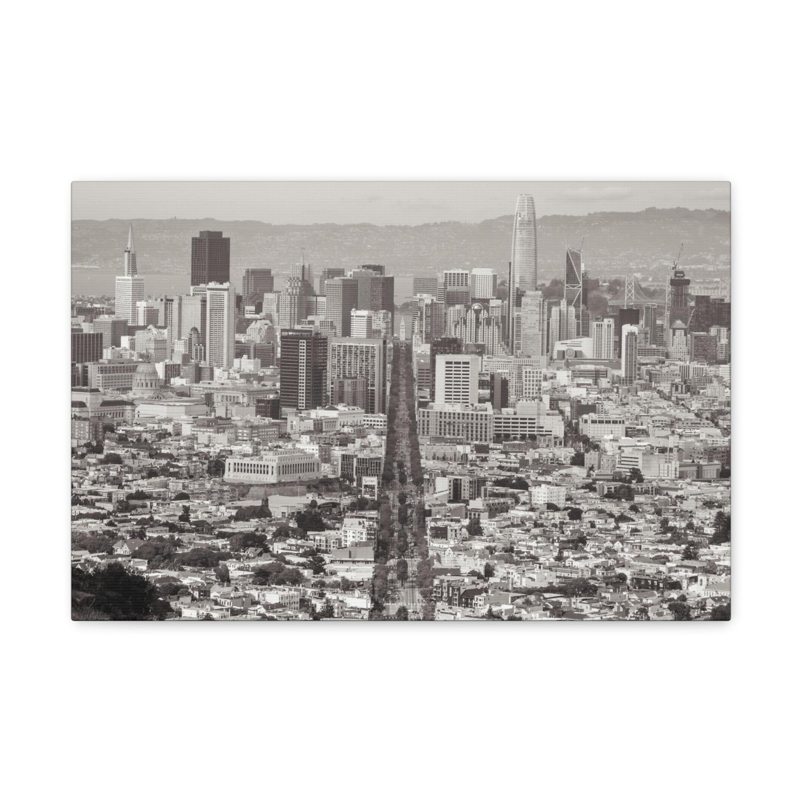 San Francisco Black And White Skyline Canvas Artwork High-Quality Breathtaking Stunning Cityscape for Home Decor Ready to Hang-Express Your Love Gifts