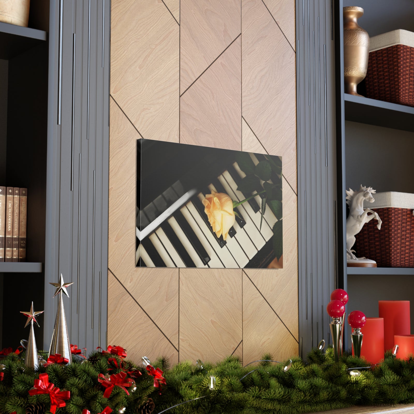 Piano Rose Music Lover's Delight Piano Keyboard Canvas Wall Art for Home Decor Ready-to-Hang-Express Your Love Gifts