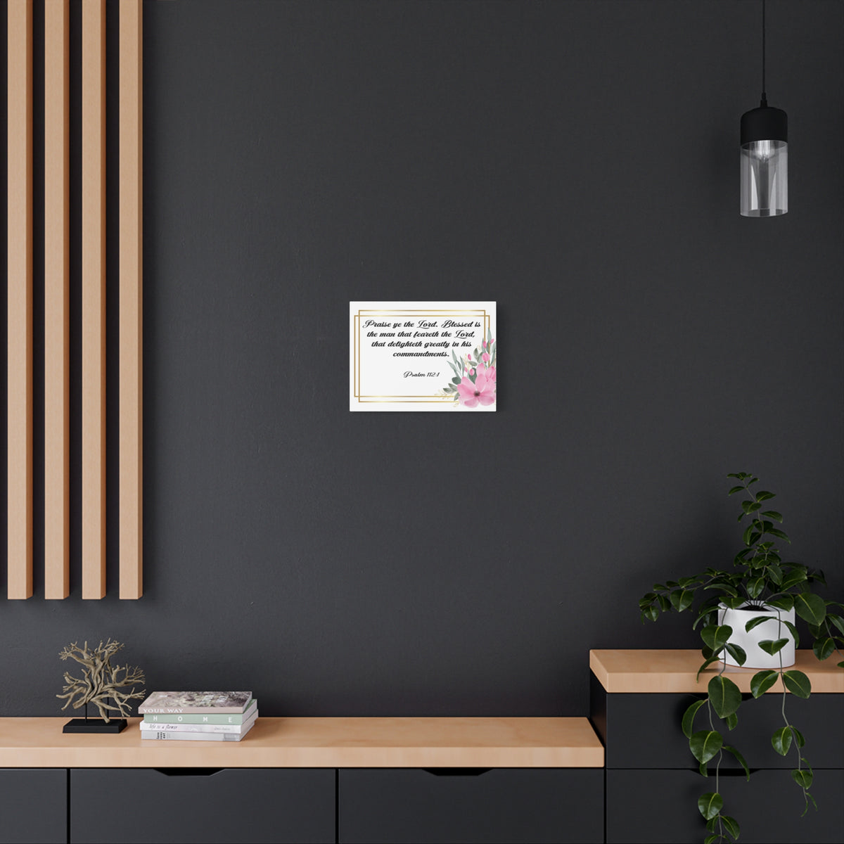 Bible Verse Canvas Praise Ye The Lord Psalm 112:1 Christian Home Décor Wall Art Scripture Ready to Hang Faith Print-Express Your Love Gifts