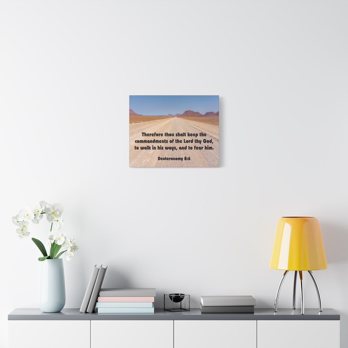 Bible Verse Canvas The Commandments of The Lord Thy God Deuteronomy 8:6 Christian Home Décor Wall Art Scripture Ready to Hang Faith Print-Express Your Love Gifts