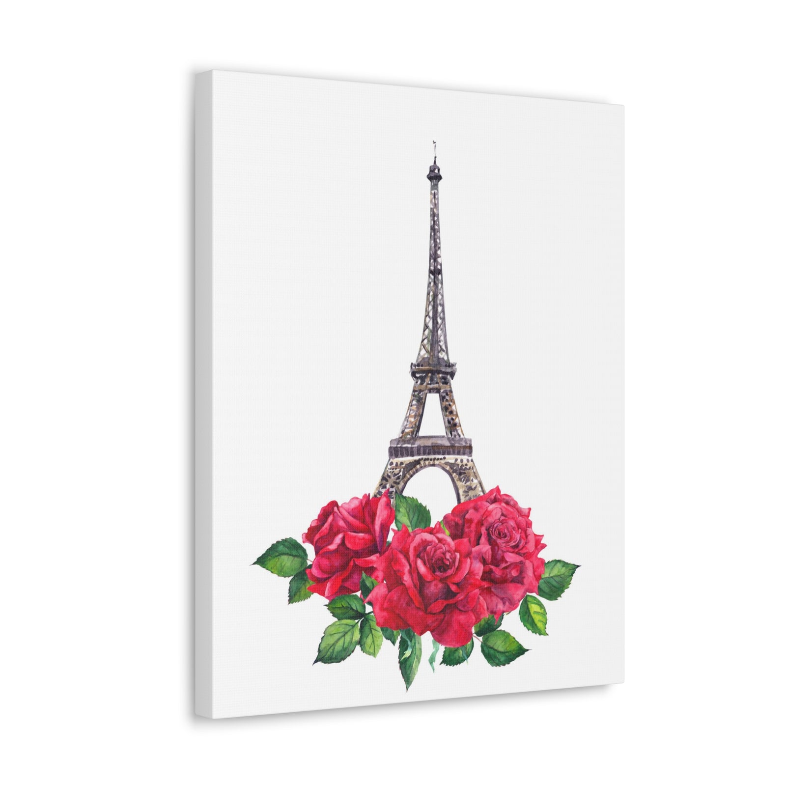 Eiffel Tower Red Rose Paris Illustration France Canvas Artwork High-Quality Breathtaking French City for Home Decor Ready to Hang-Express Your Love Gifts