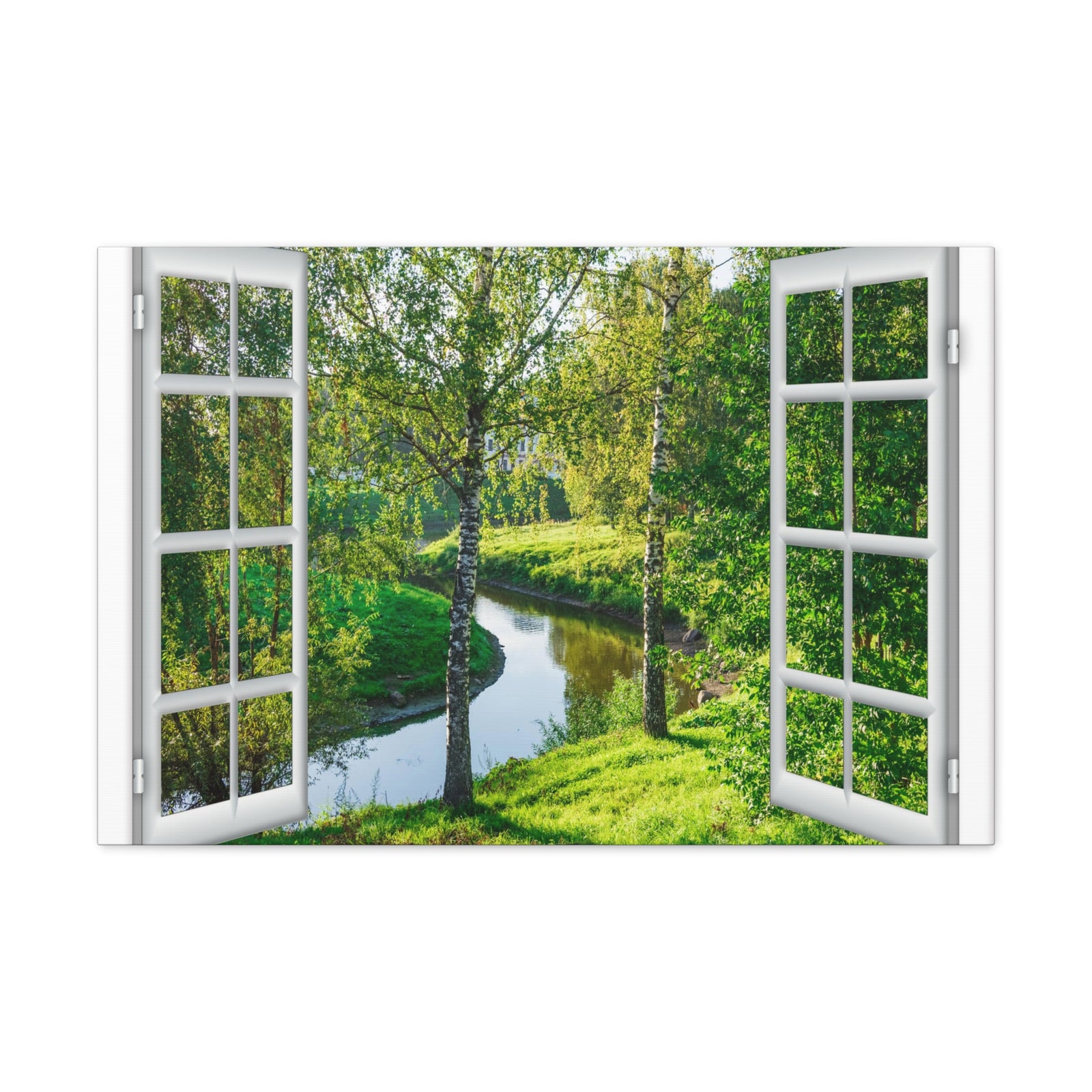 Canvas Print Wall Art Window Summer Water Nature Photography Realism Scenic Landscape Colorful Multicolor for Home Decor Ready to Hang-Express Your Love Gifts