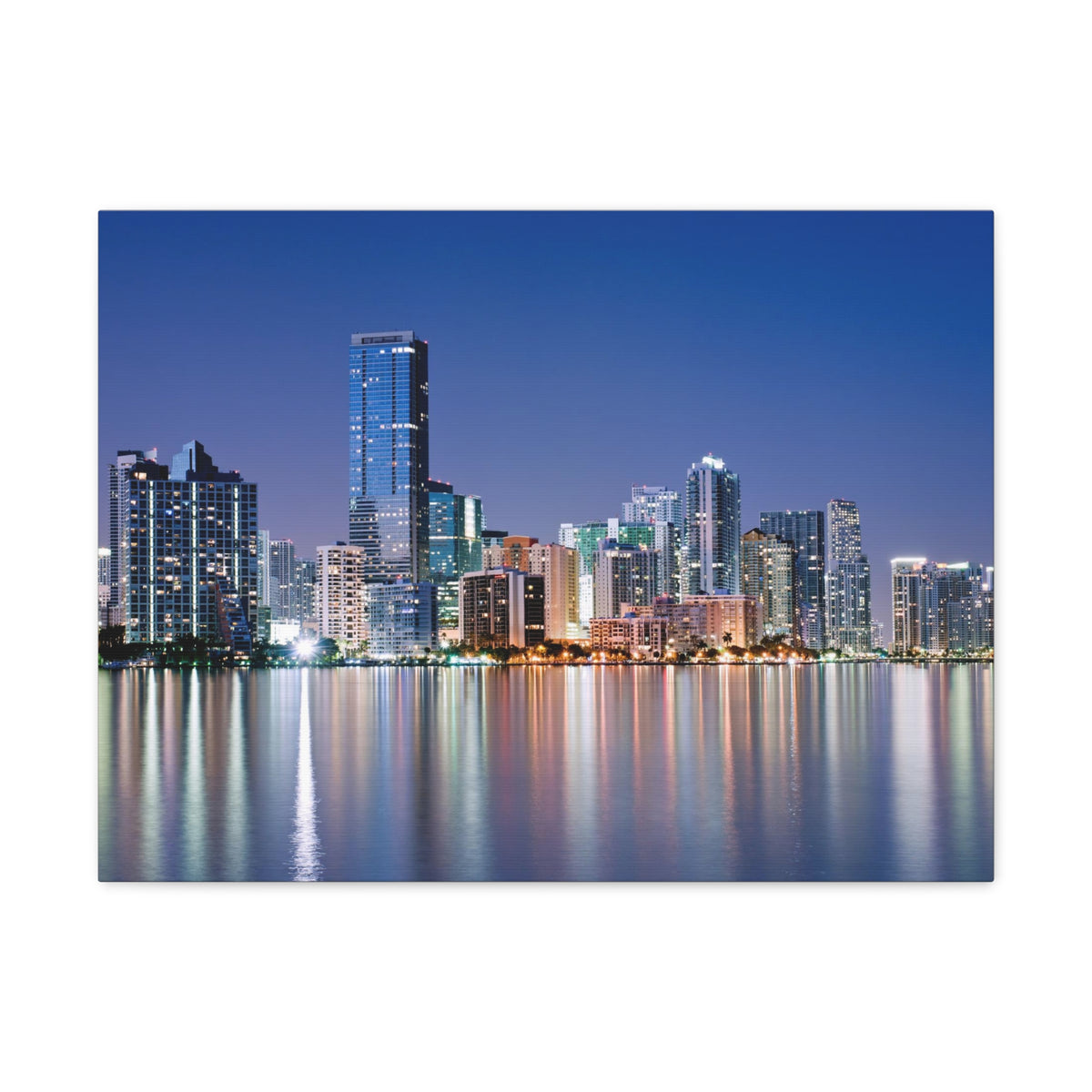 Miami Night Skyline Canvas Artwork High-Quality Breathtaking Stunning Cityscape for Home Decor Ready to Hang-Express Your Love Gifts