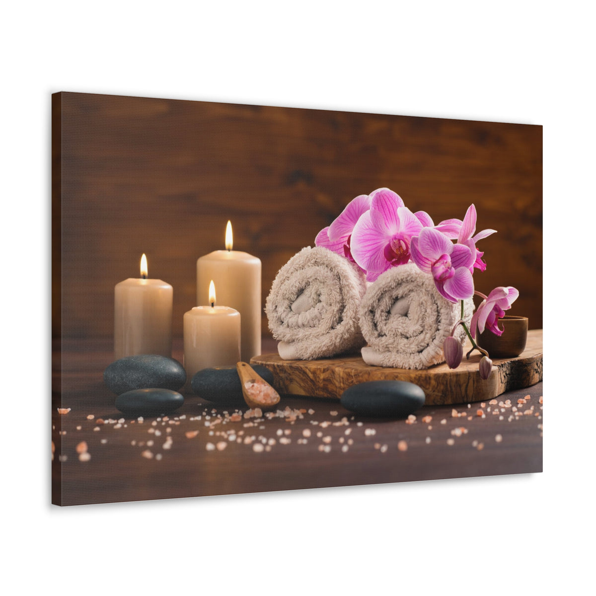 Rolled Towel and Orchids Forest Floral Nature Photography Canvas Wall Art for Home Decor Ready-to-Hang-Express Your Love Gifts