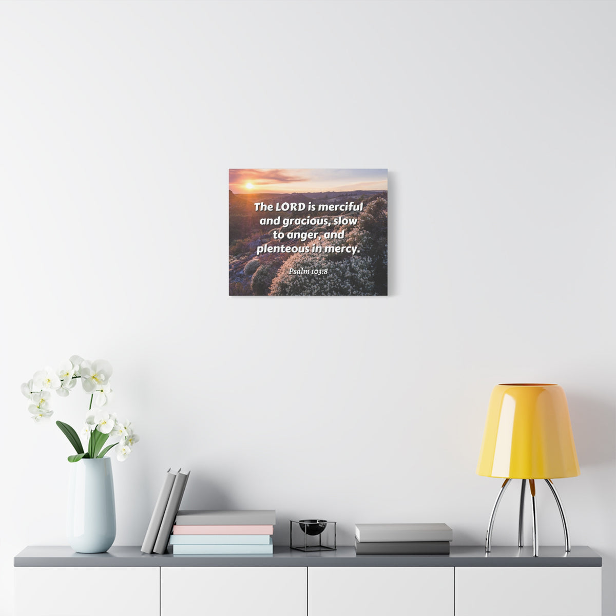 Scripture Canvas Merciful And Gracious Psalm 103:8 Christian Wall Art Bible Verse Print Ready to Hang-Express Your Love Gifts