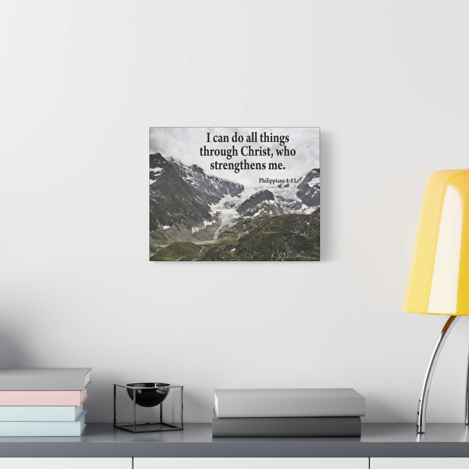 Scripture Canvas Christ Strenthens Me Philippians 4:13 Christian Wall Art Bible Verse Print Ready to Hang-Express Your Love Gifts