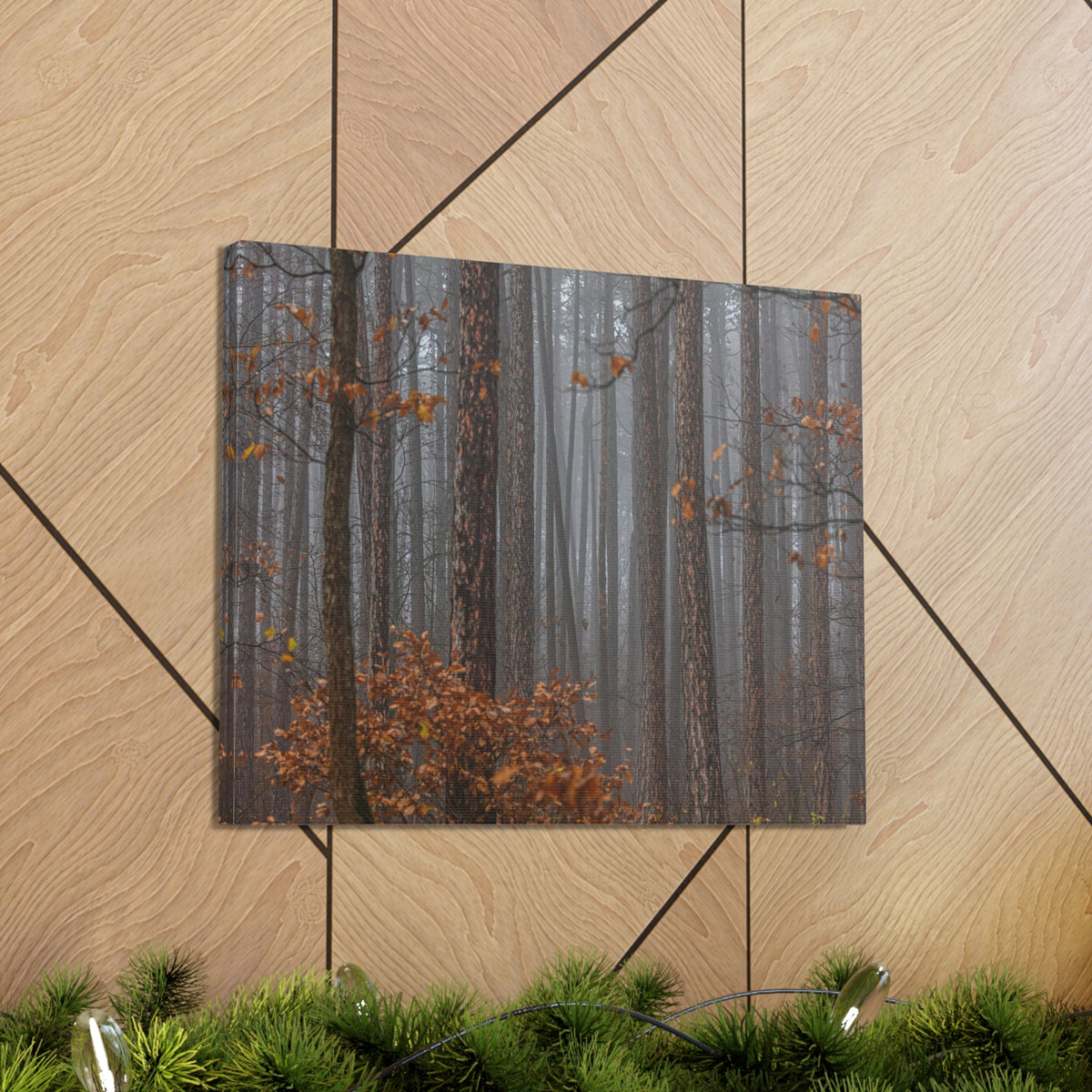 Autumn Forest Misty Orange Leave Nature Wilderness Photography Canvas Wall Art for Home Decor Ready-to-Hang-Express Your Love Gifts