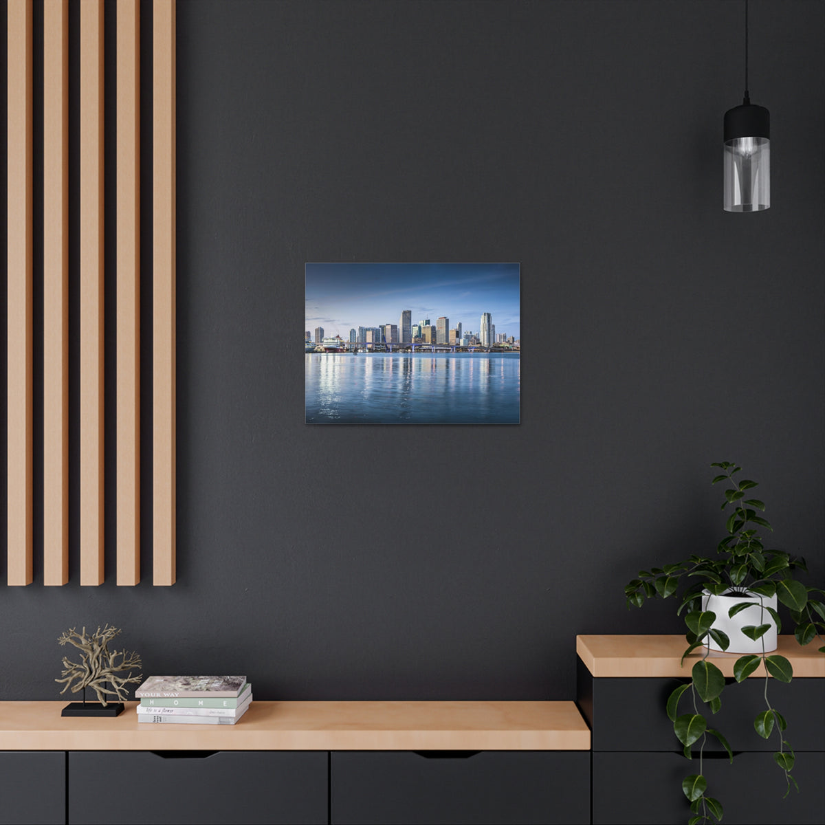 Miami Daytime Skyline Canvas Artwork High-Quality Breathtaking Stunning Cityscape for Home Decor Ready to Hang-Express Your Love Gifts