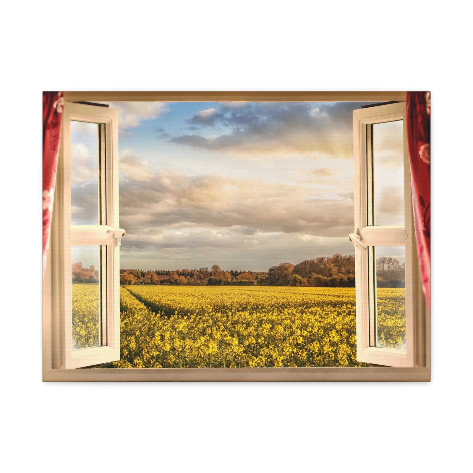 Canvas Print Wall Art Window Field View Nature Photography Realism Scenic Landscape Colorful Multicolor for Home Decor Ready to Hang-Express Your Love Gifts