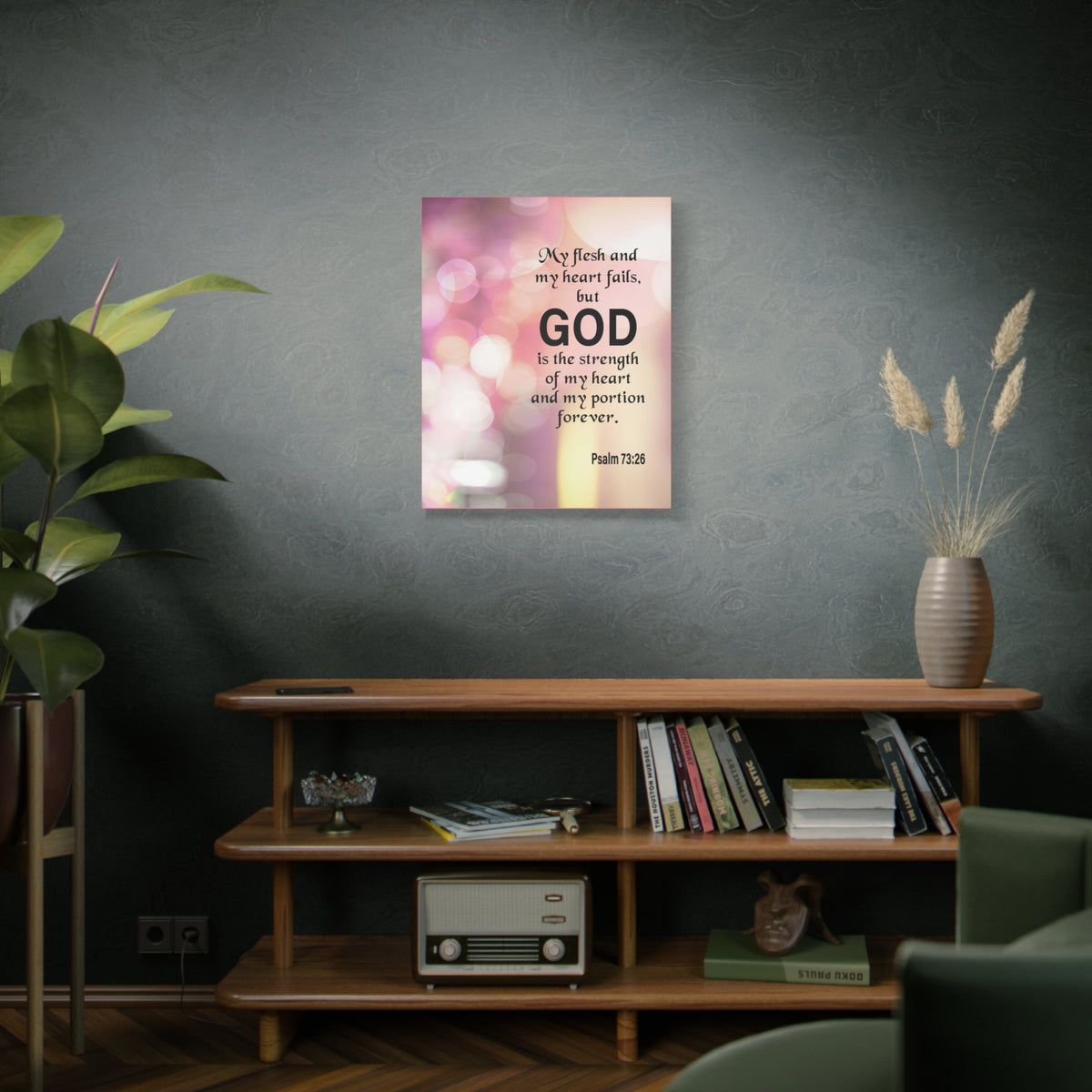 Bible Verse Canvas God is My Strength Psalm 73:26 Wall Art Christian Home Decor-Express Your Love Gifts
