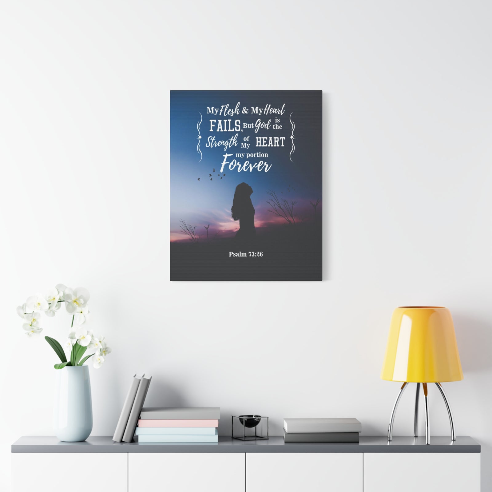 Scripture Canvas My Flesh and Heart Psalm 73:26 Christian Wall Art Bible Verse Print Ready to Hang-Express Your Love Gifts