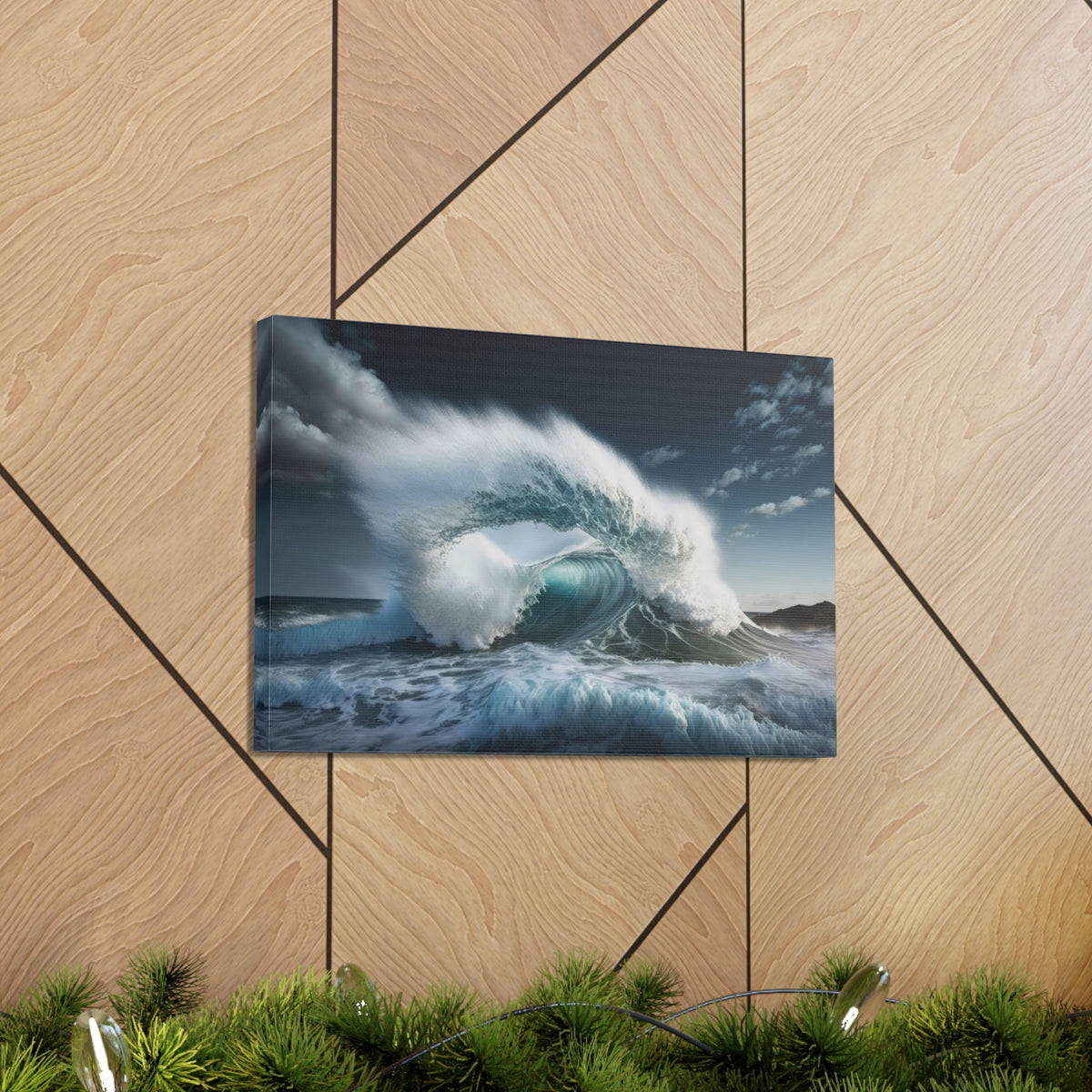 High Waves Against Blue Sky Ocean Canvas Wall Art for Home Decor Ready-to-Hang-Express Your Love Gifts