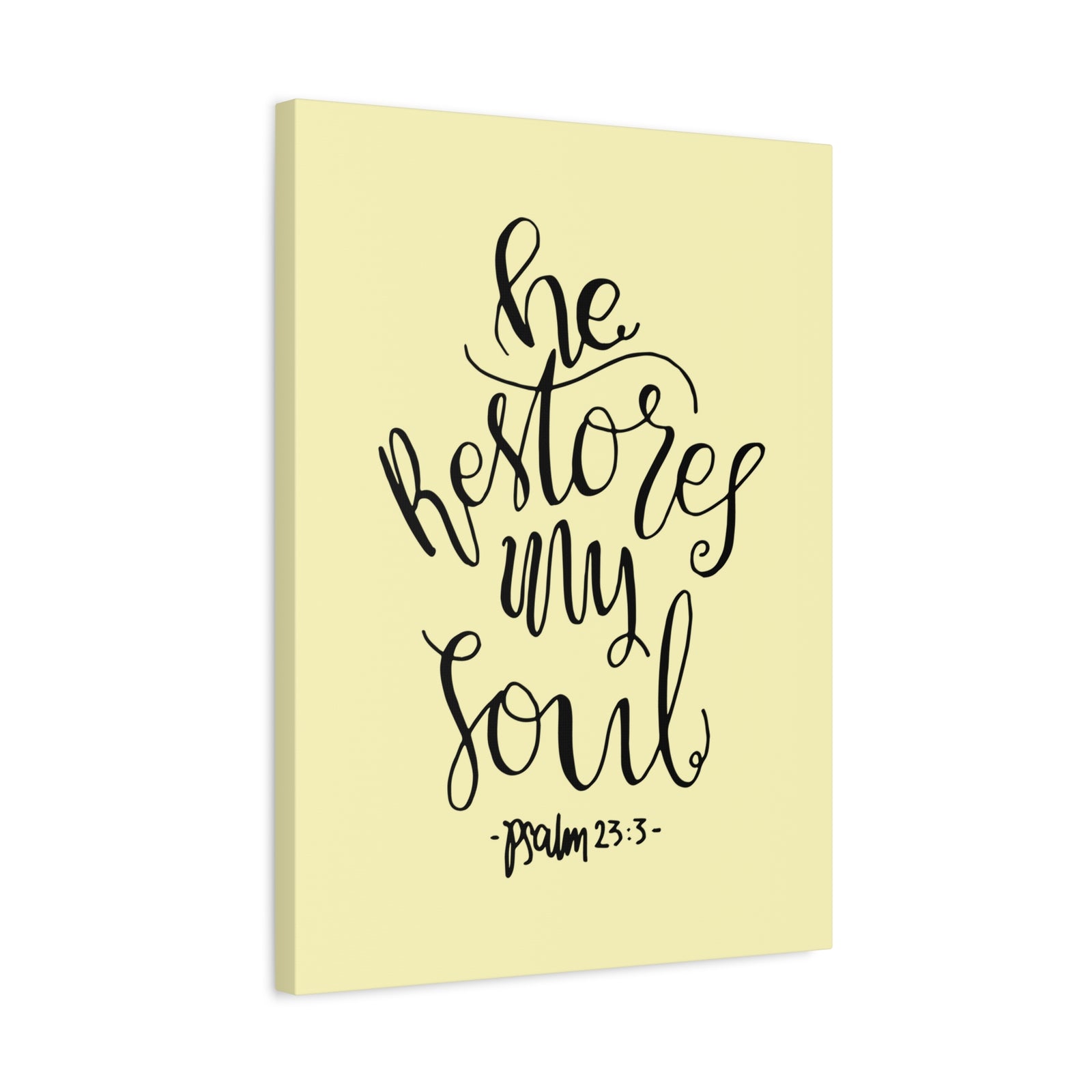 Scripture Walls He Restores My Soul Psalm 23:3 Bible Verse Canvas Christian Wall Art Ready To Hang-Express Your Love Gifts