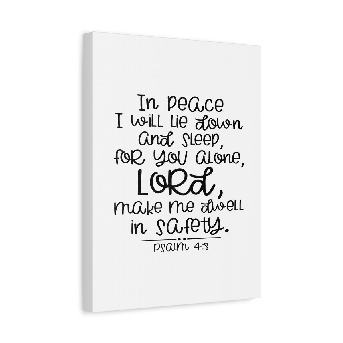 Scripture Canvas Dwell In Safety Psalm 4:8 Christian Wall Art Print Ready to Hang-Express Your Love Gifts
