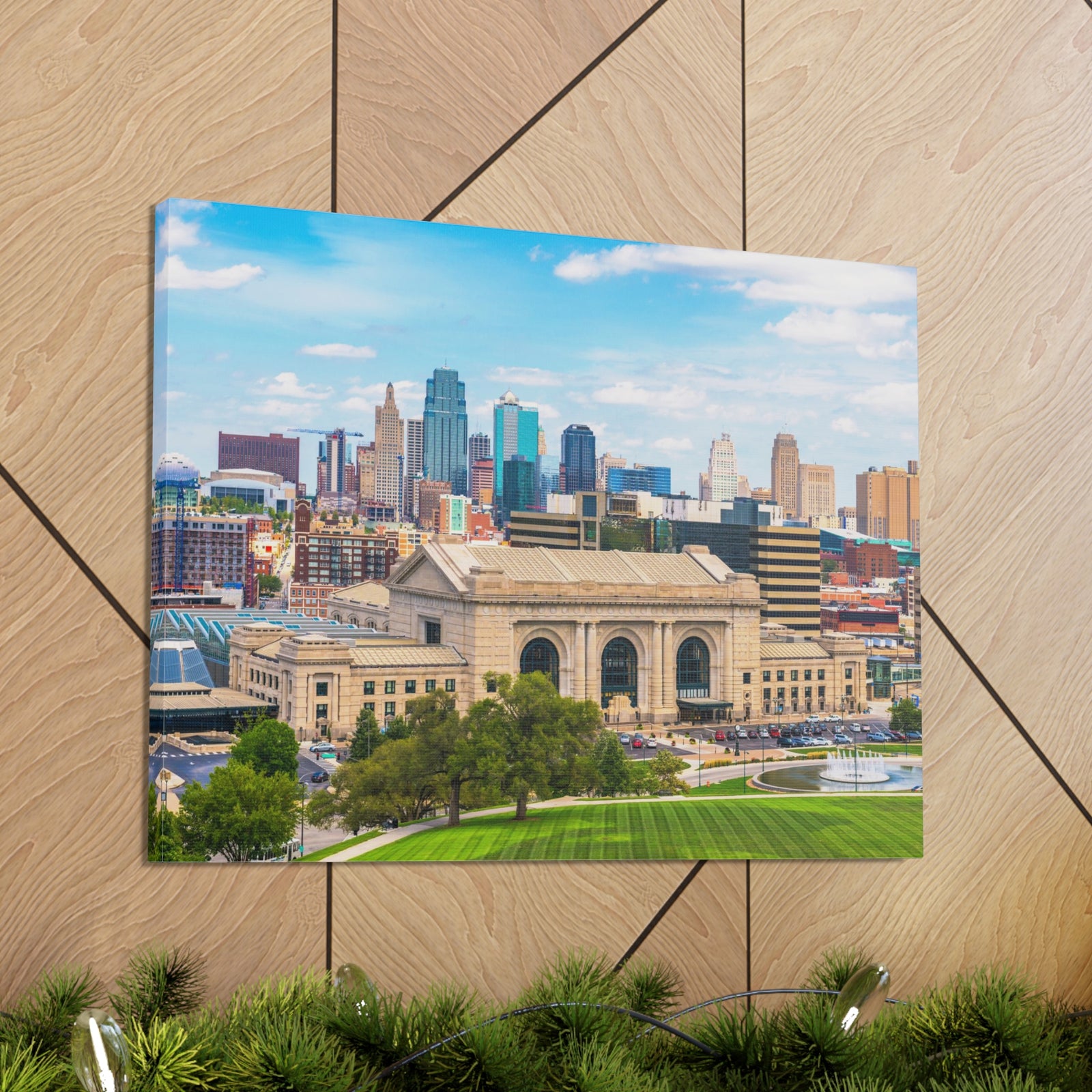 Kansas City Daytime Skyline Canvas Artwork High-Quality Breathtaking Stunning Cityscape for Home Decor Ready to Hang-Express Your Love Gifts