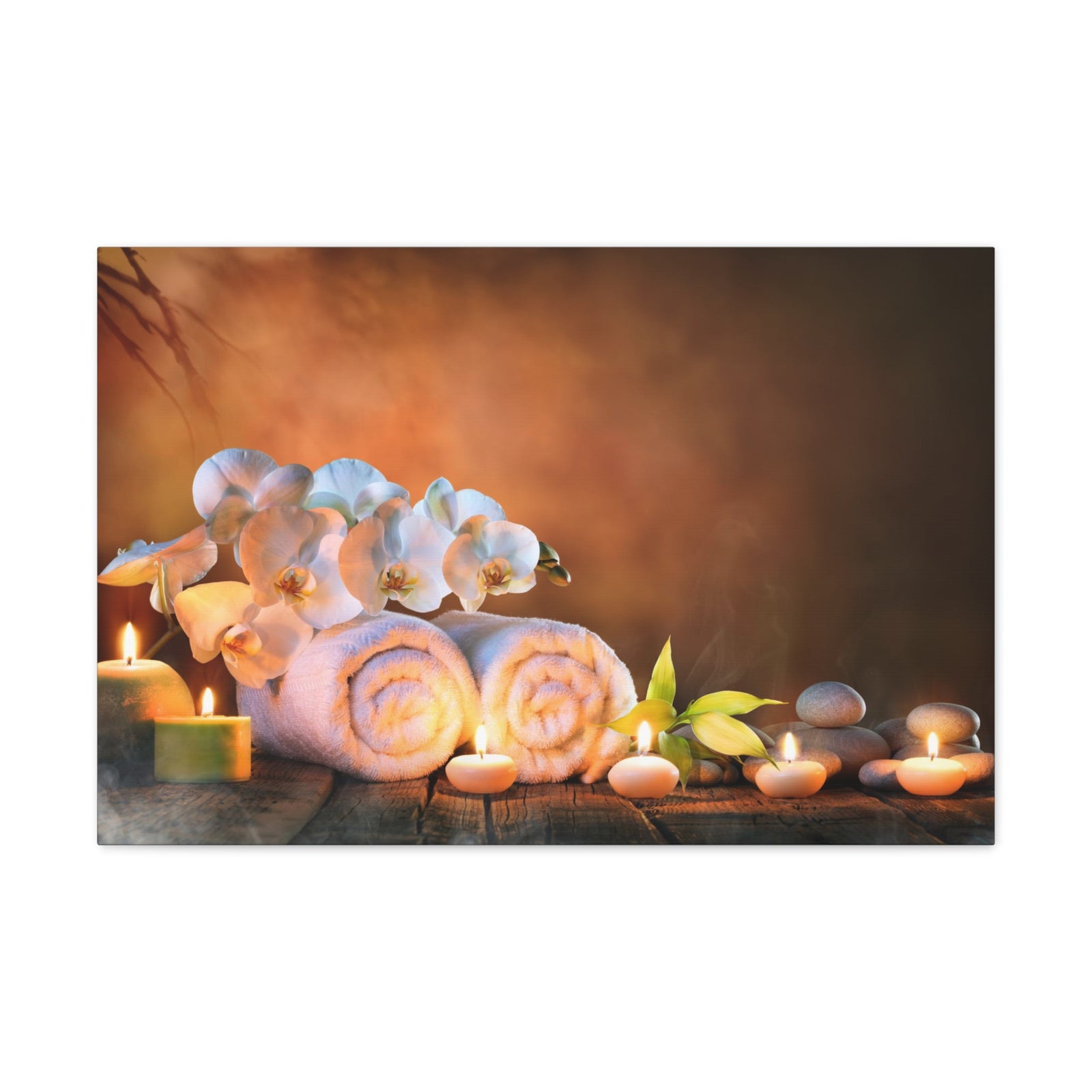 Candles and Orchid Forest Floral Nature Photography Canvas Wall Art for Home Decor Ready-to-Hang-Express Your Love Gifts