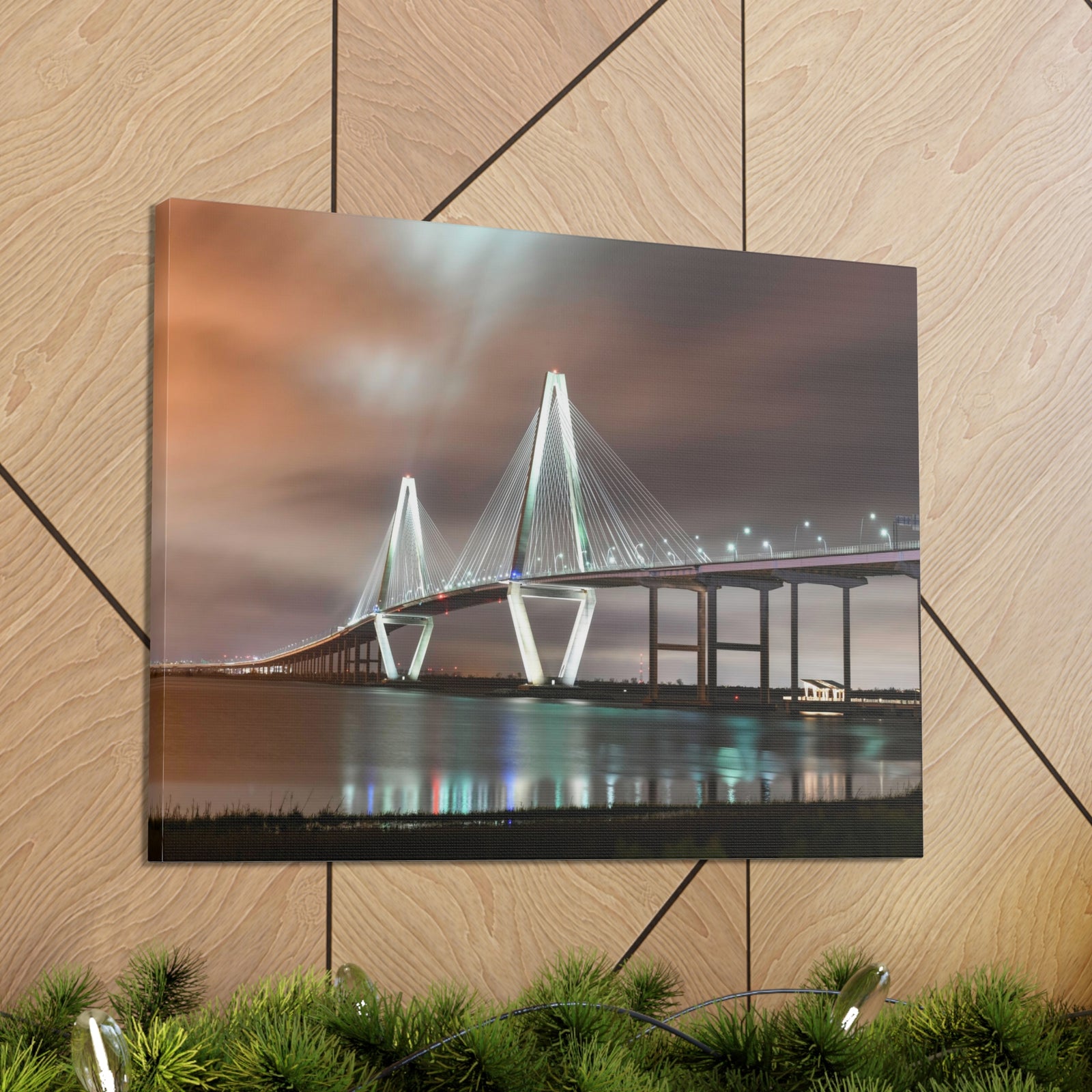 River Bridge Charleston South Carolina Nature Wilderness Photography Canvas Wall Art for Home Decor Ready-to-Hang-Express Your Love Gifts
